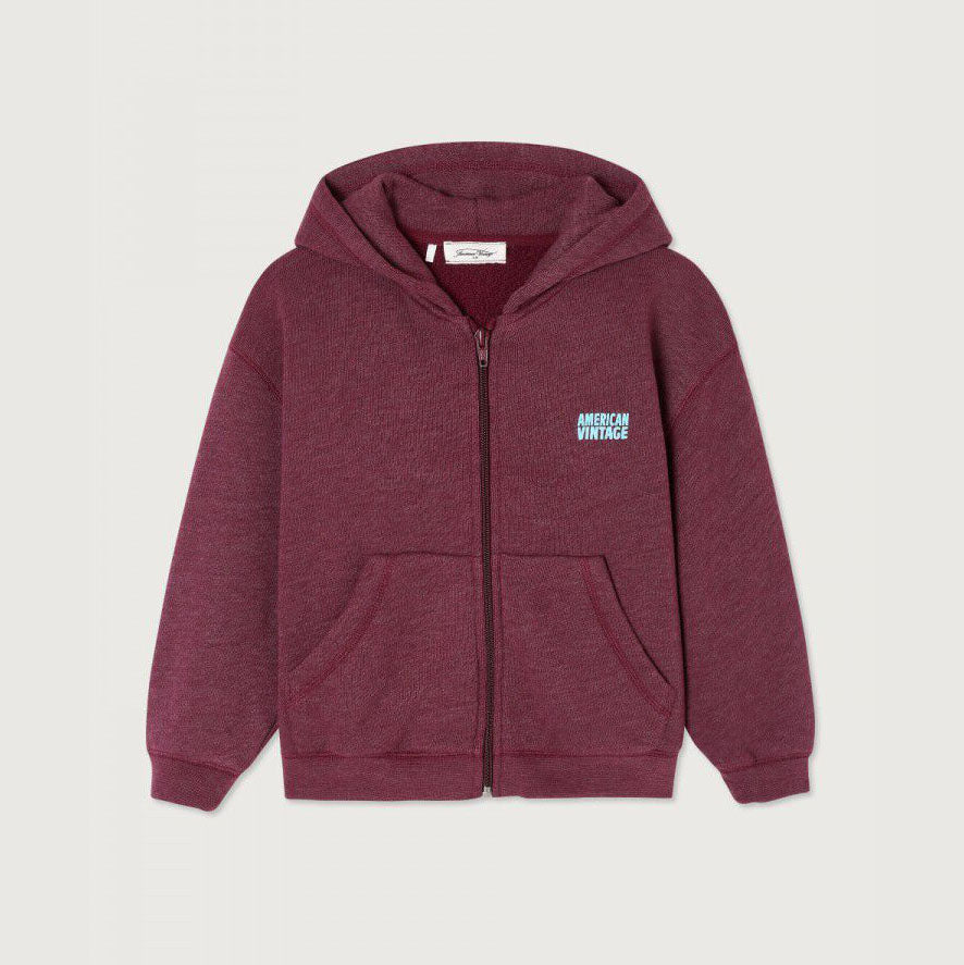 Boys & Girls Wine Red Cotton Zip-Up Top