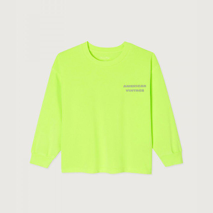 Boys & Girls Fluo Green Logo Cotton T-Shirt