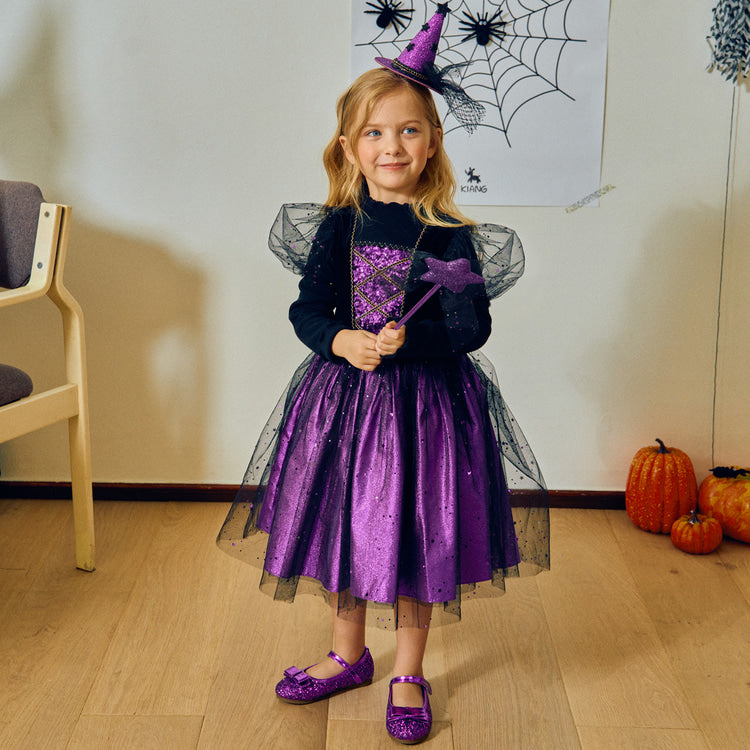 Girls Purple Blair Witch Puff Dress