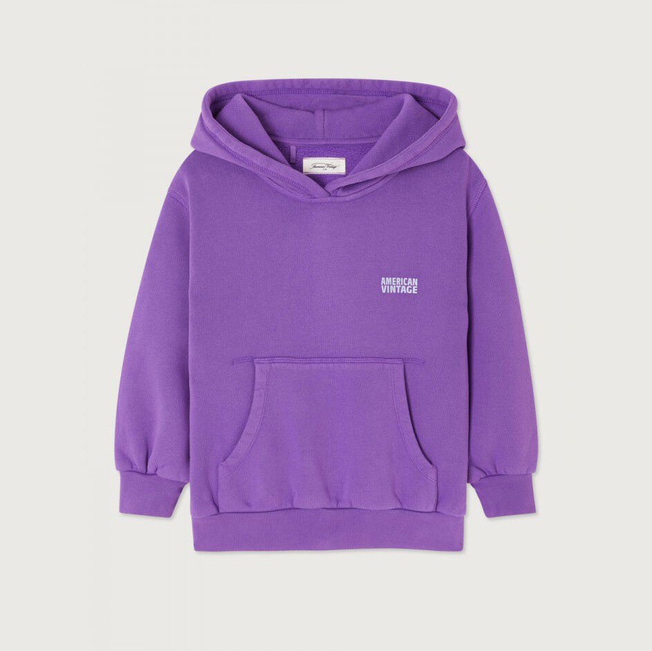 Boys & Girls Purple Cotton Hooded Sweatshirt