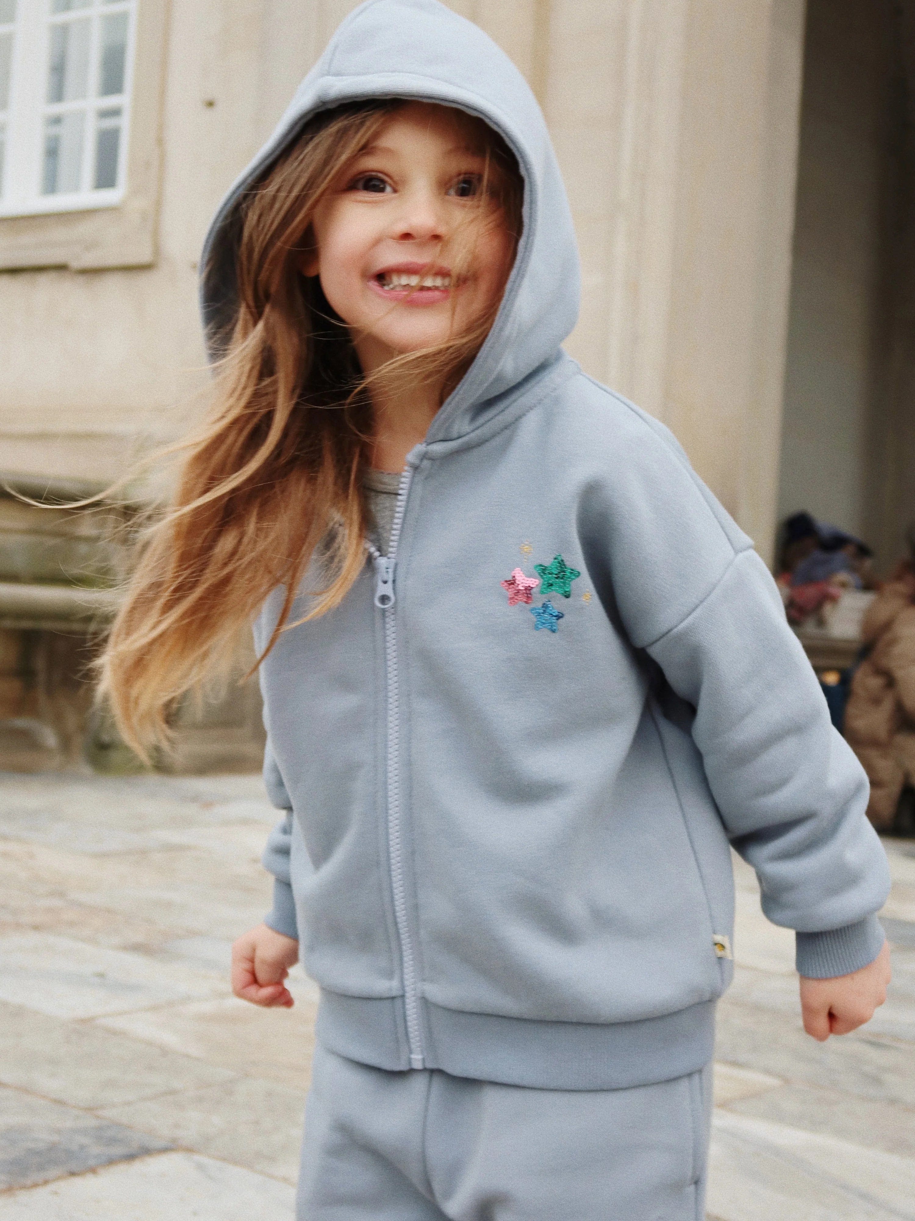 Girls Lou Sequins Hoodie in Blue