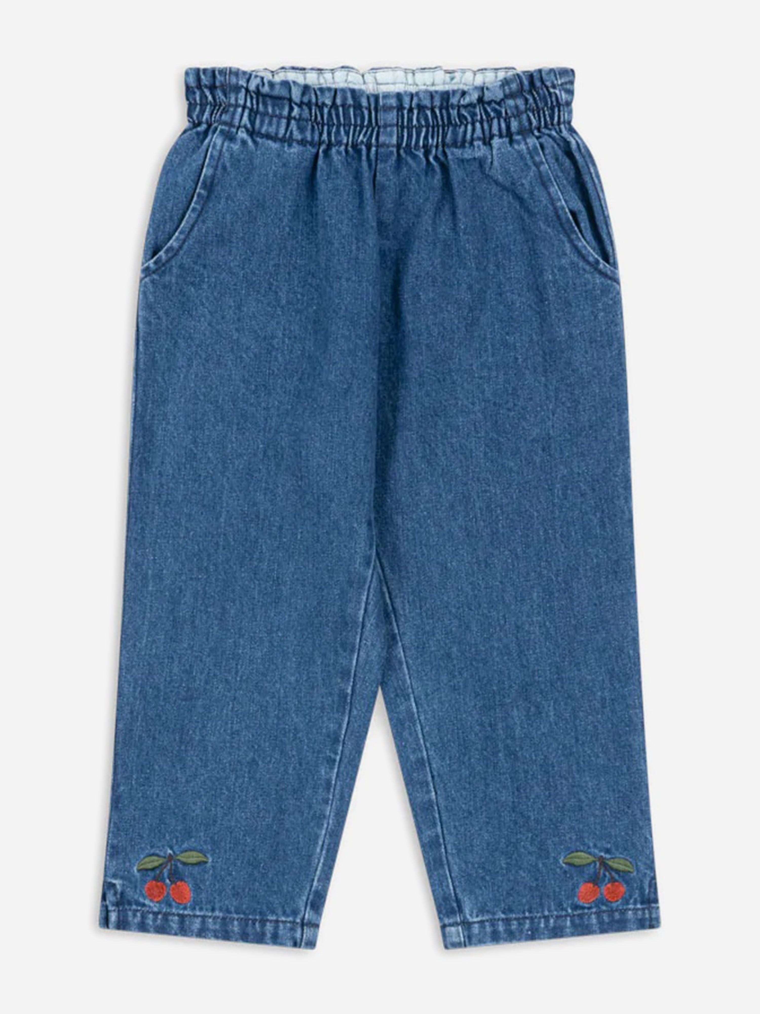 Girls Magot Frill Denim Trousers in Blue