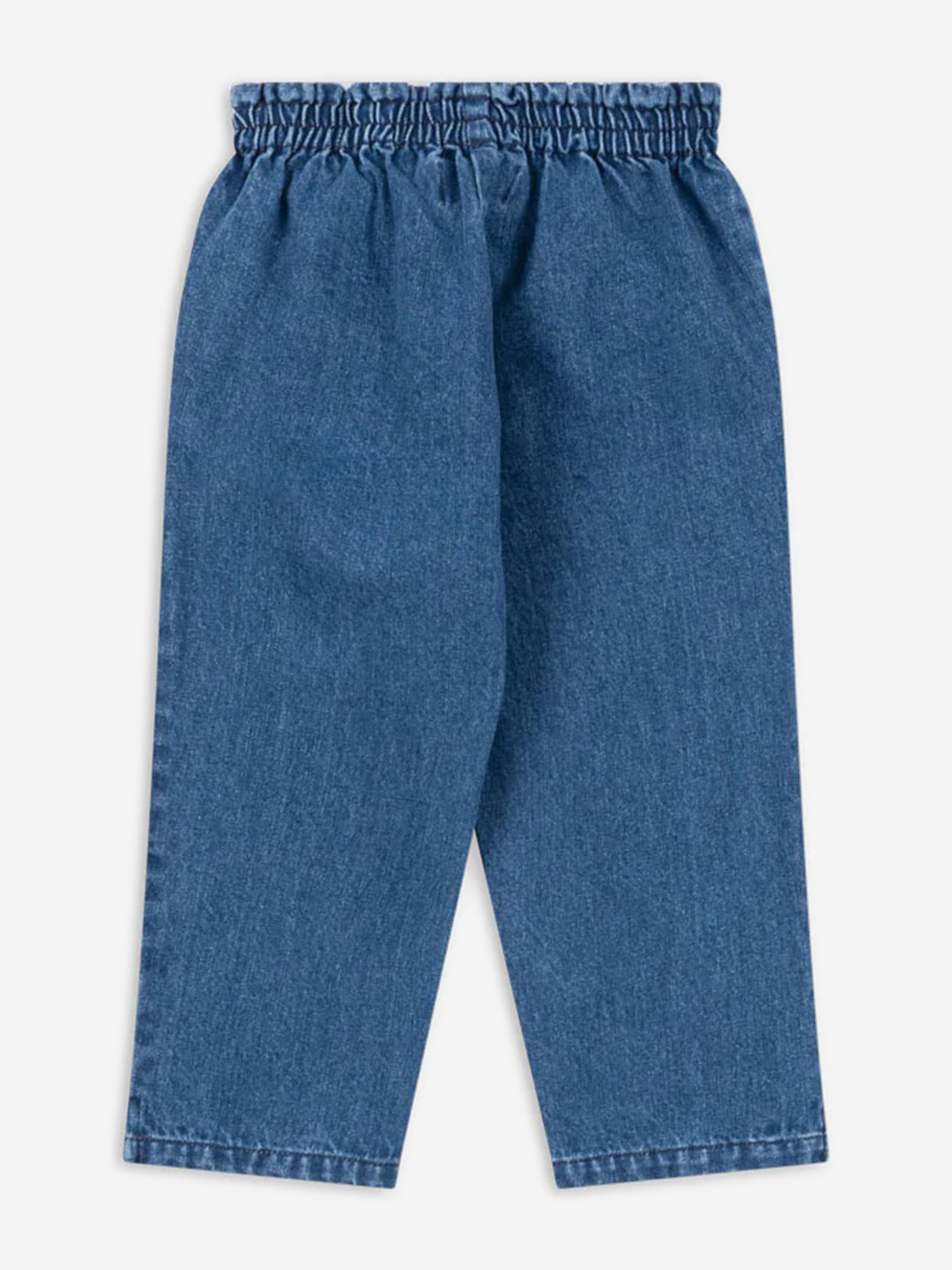 Girls Magot Frill Denim Trousers in Blue