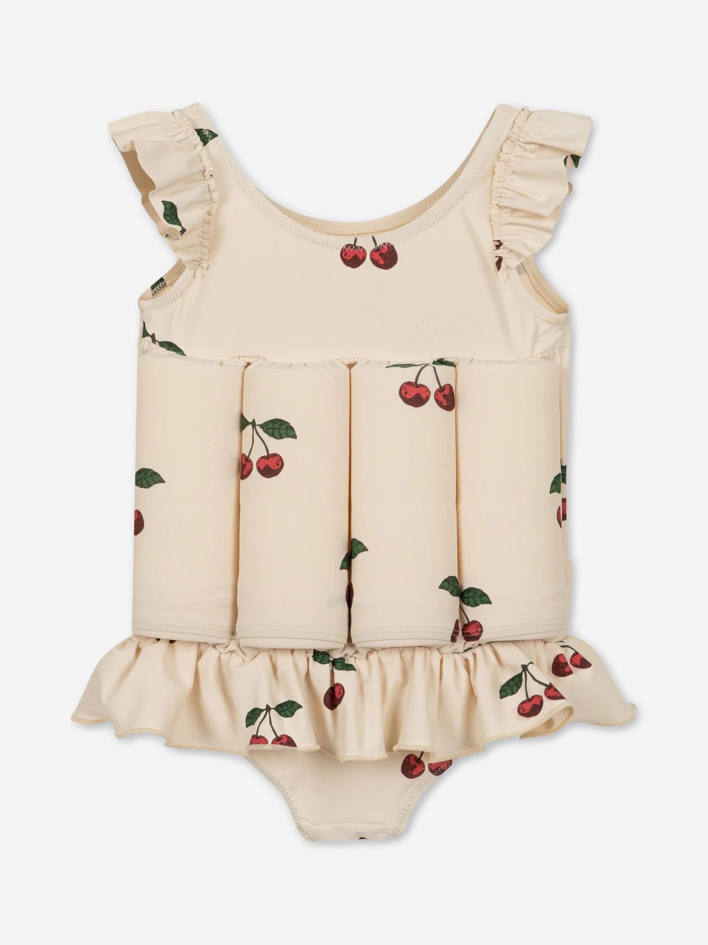 Konges Sløjd Girls Frill Cherry Float Swimsuit in Pink