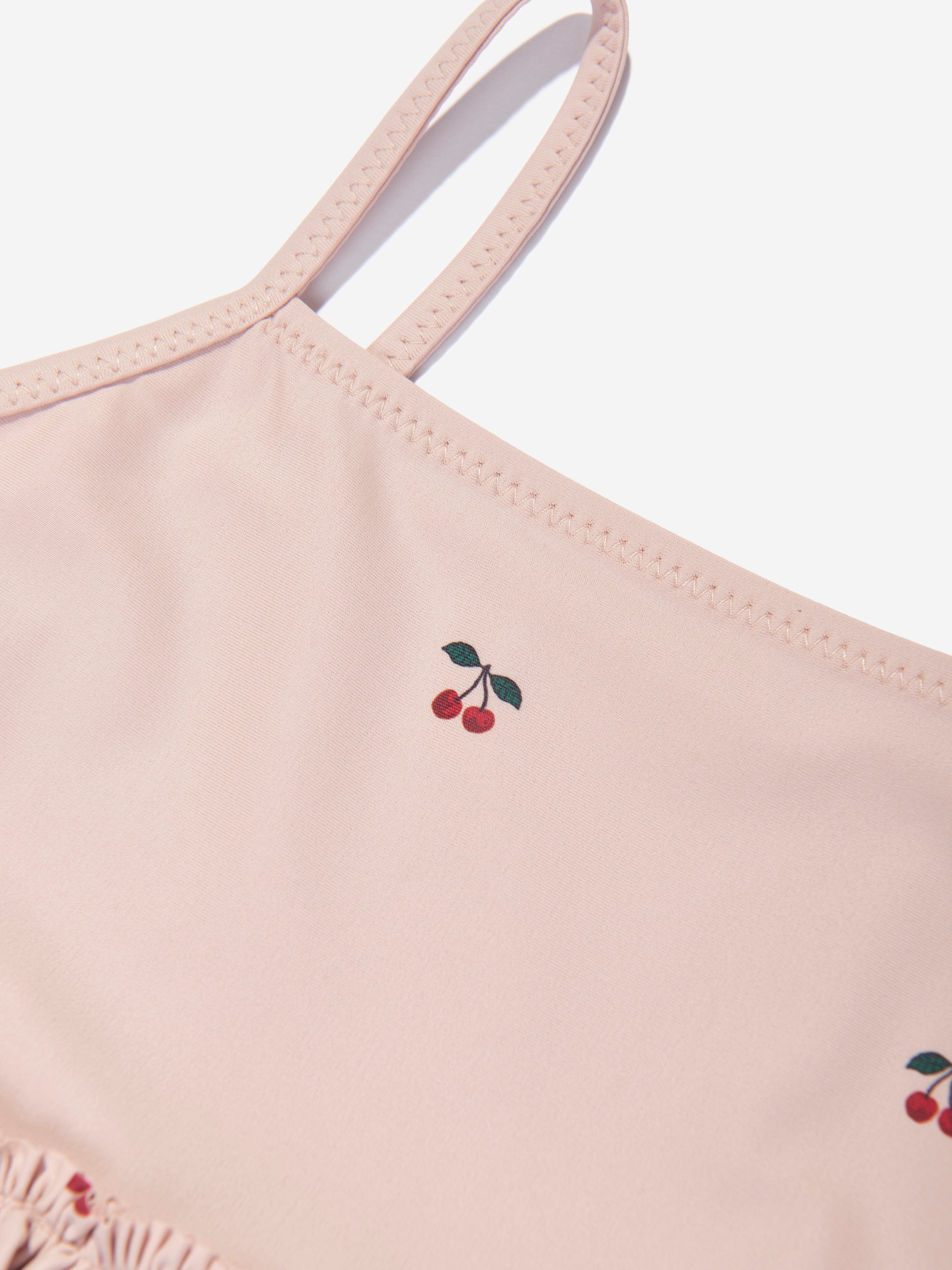 Konges Sløjd Girls Cherry Manuca Frill Swimsuit in Beige