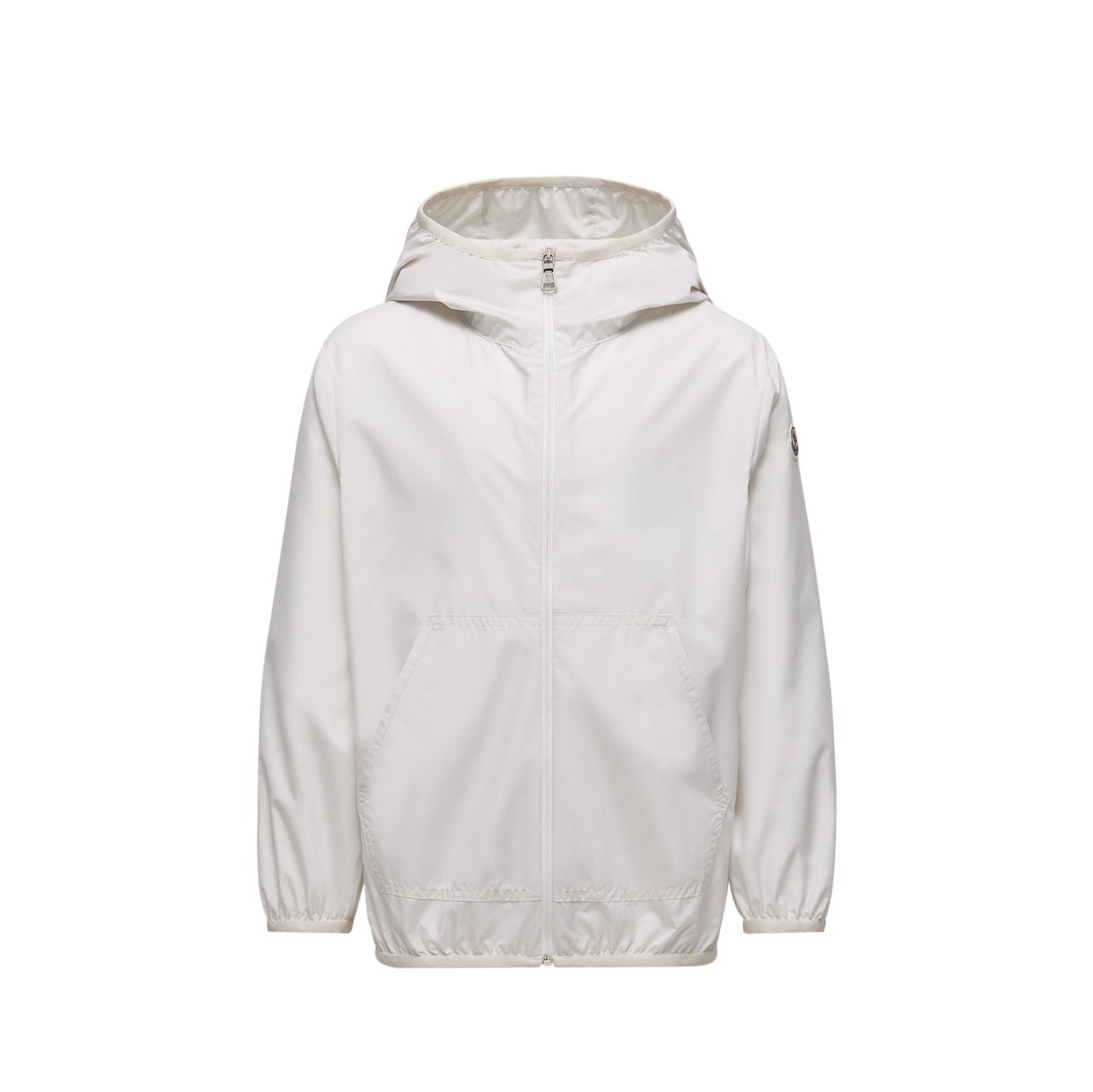 Boys White Hooded Zip-Up Jacket