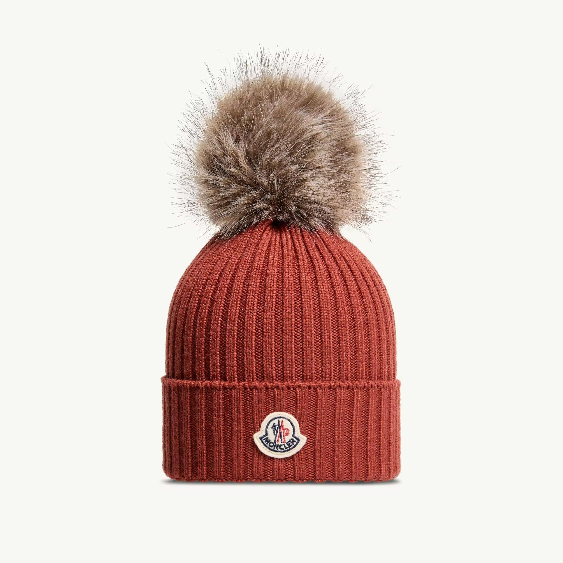 Girls Orange Wool Pom-Pom Hat