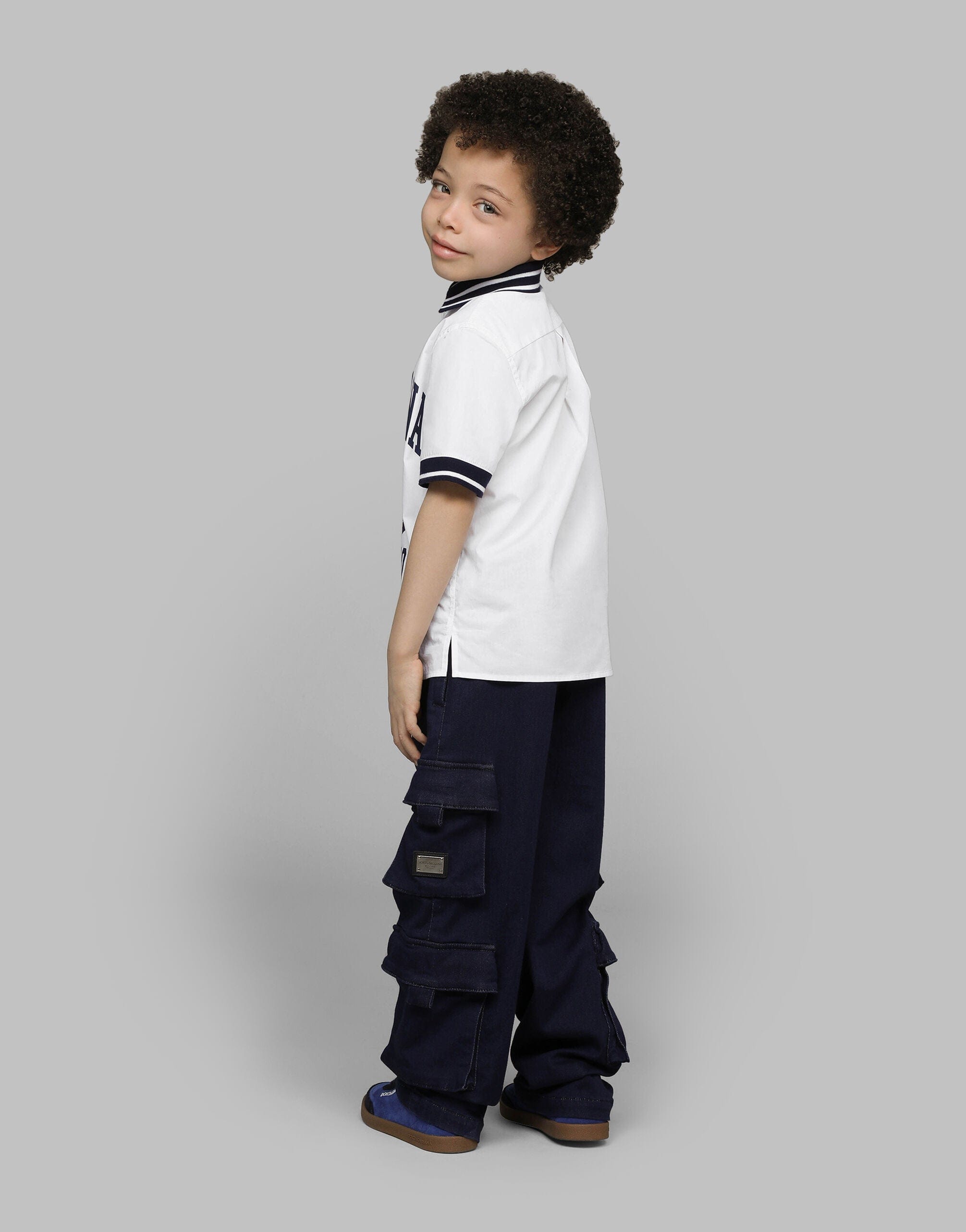 Dolce & Gabbana Boys Too Cool For School Crest Polo Shirt in White