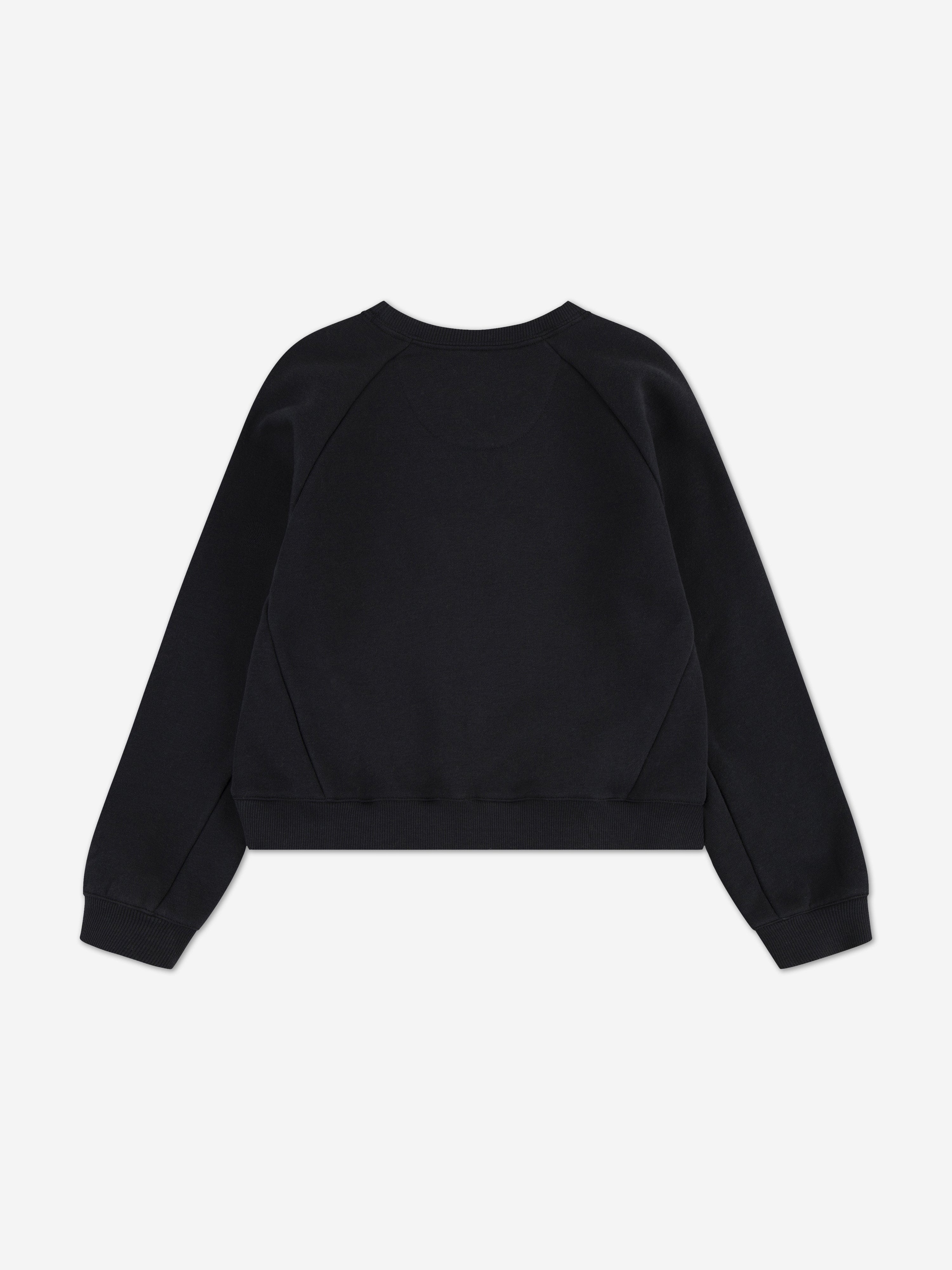Girls Mixed Textures Sweatshirt in Black