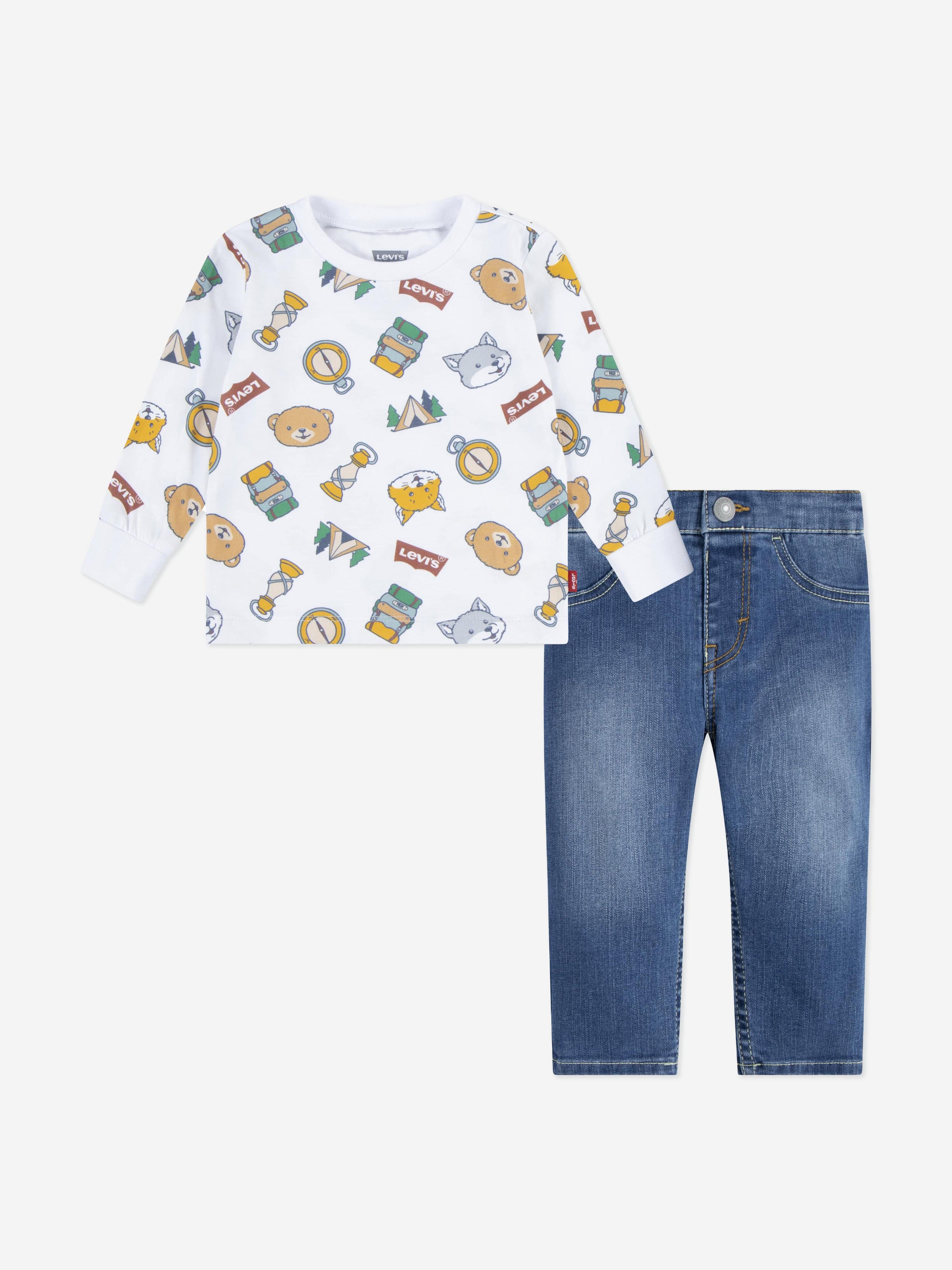 Levi's Baby Boys T-Shirt and Jeans Set in White