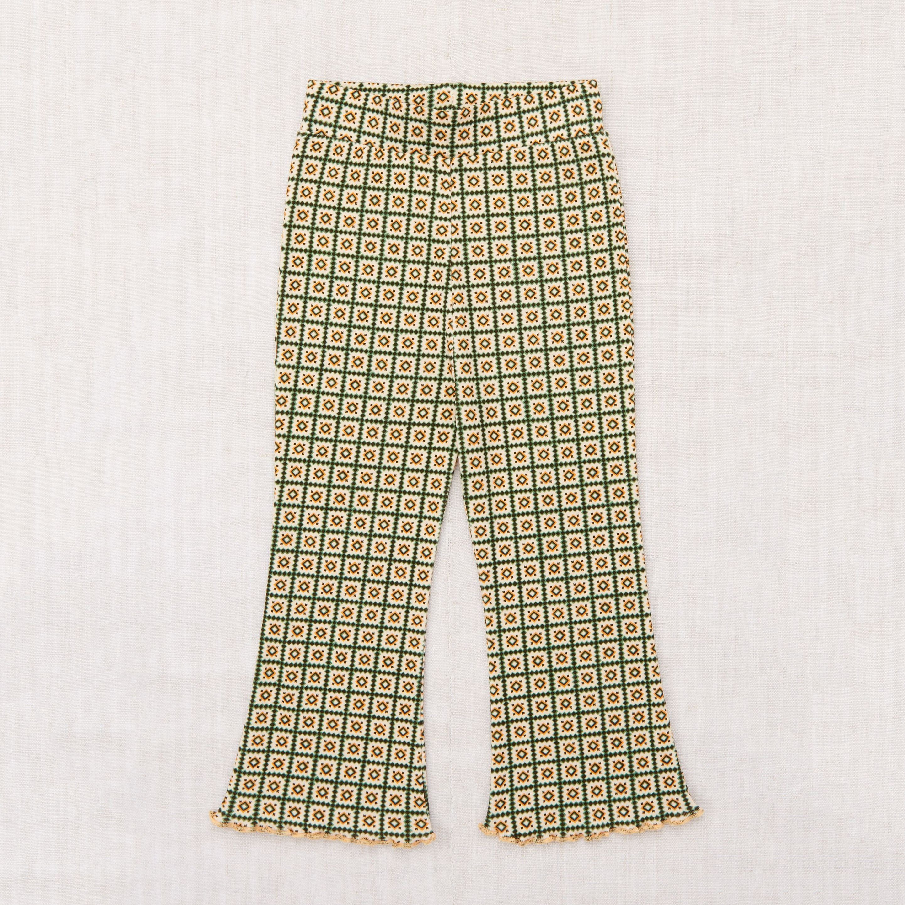Girls Green Check Cotton Trousers