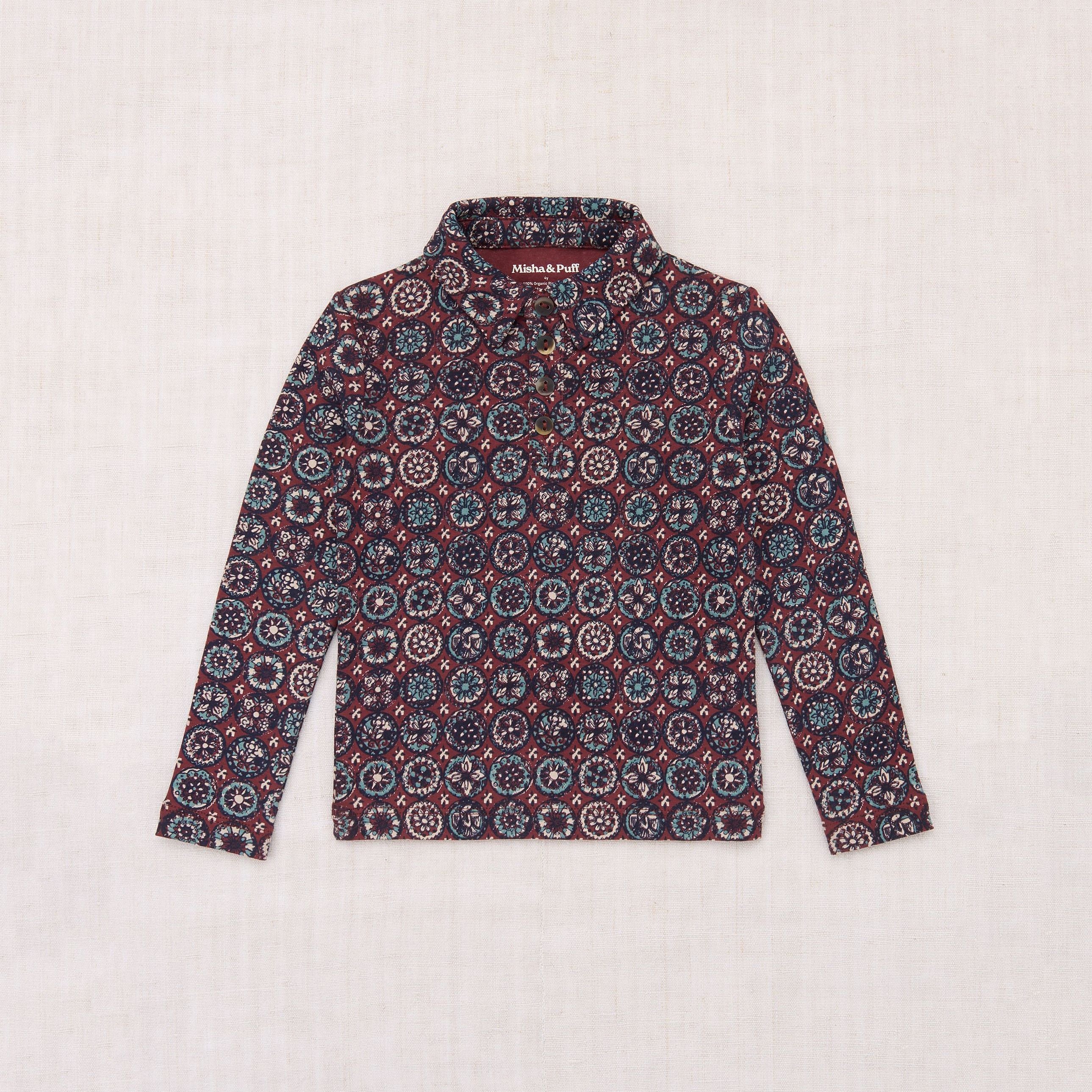 Boys & Girls Brick Red Printed Cotton Polo Shirt