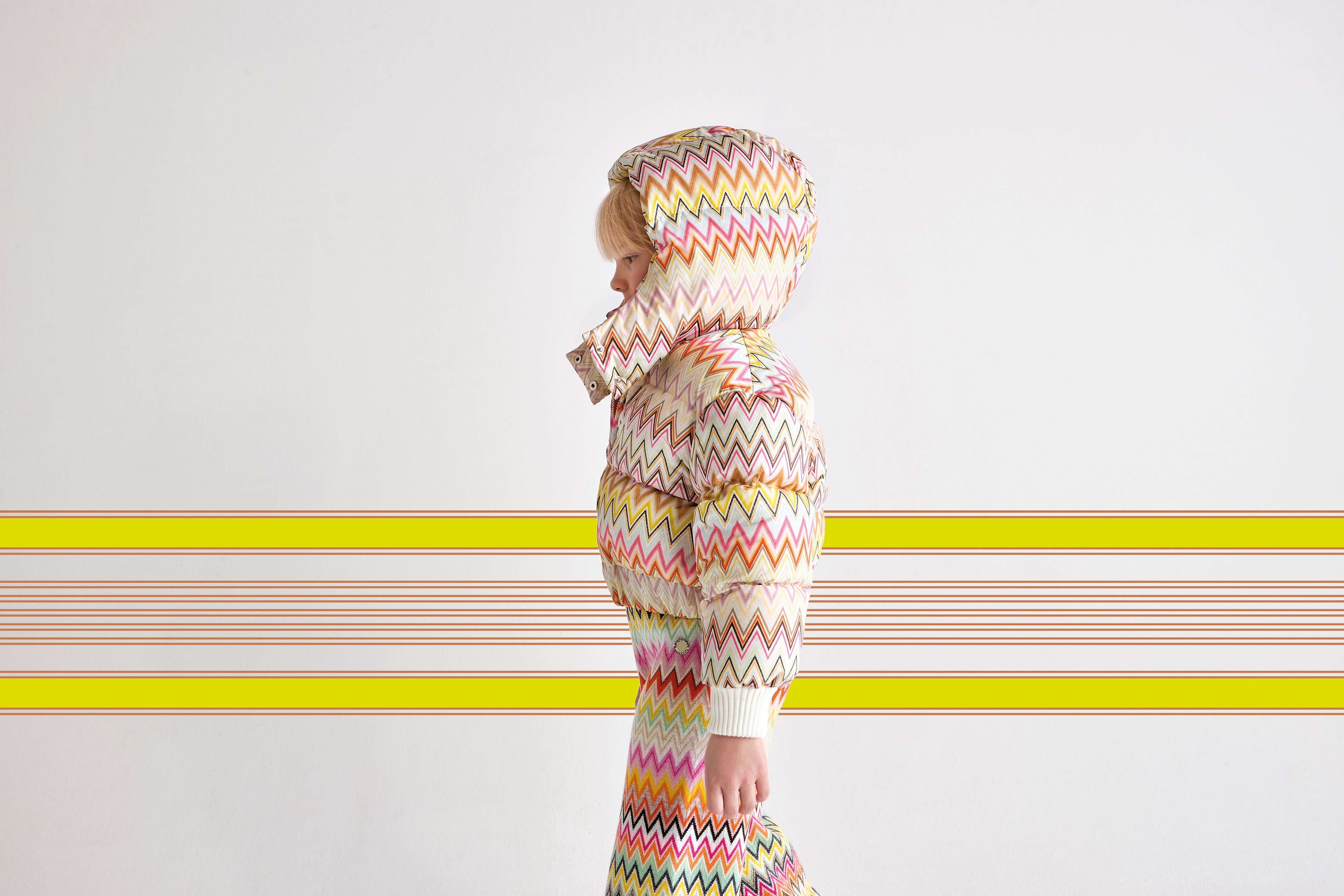 Missoni Girls Zigzag Puffer Jacket in Multicolour