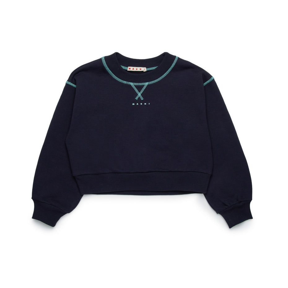 Girls Navy Cotton Sweatshirt