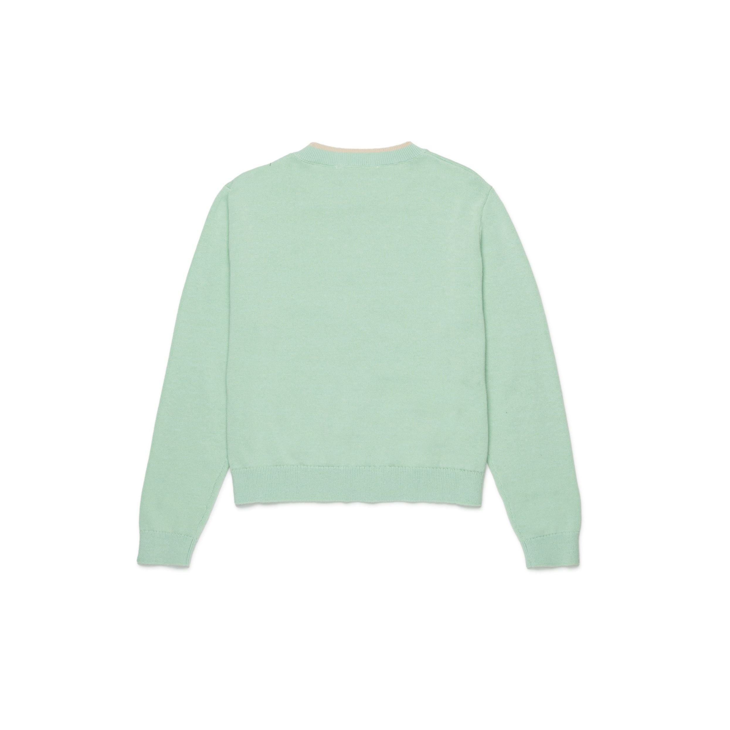 Girls Light Green Cotton Knit Cardigan