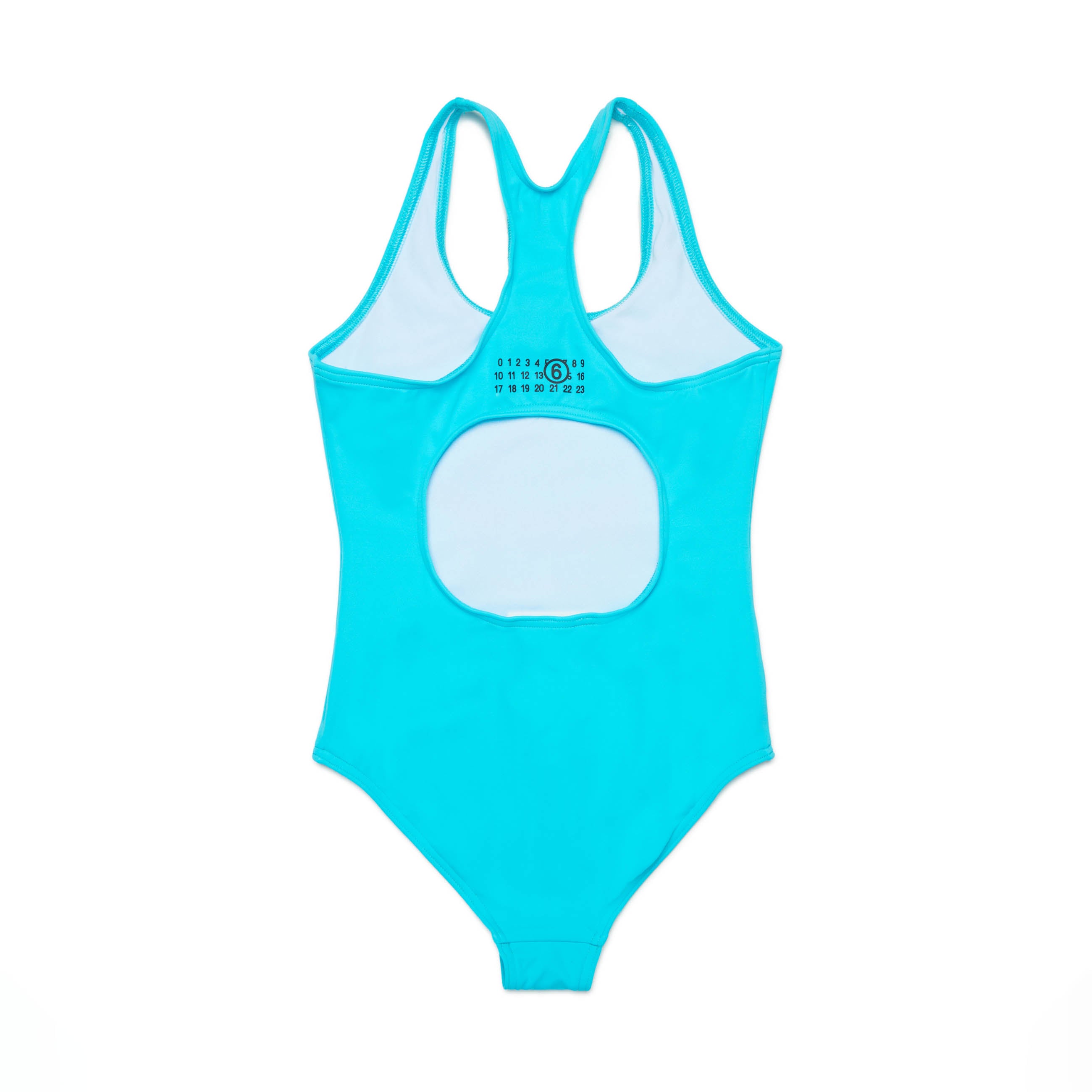 Girls Light Blue Logo Swimsuit