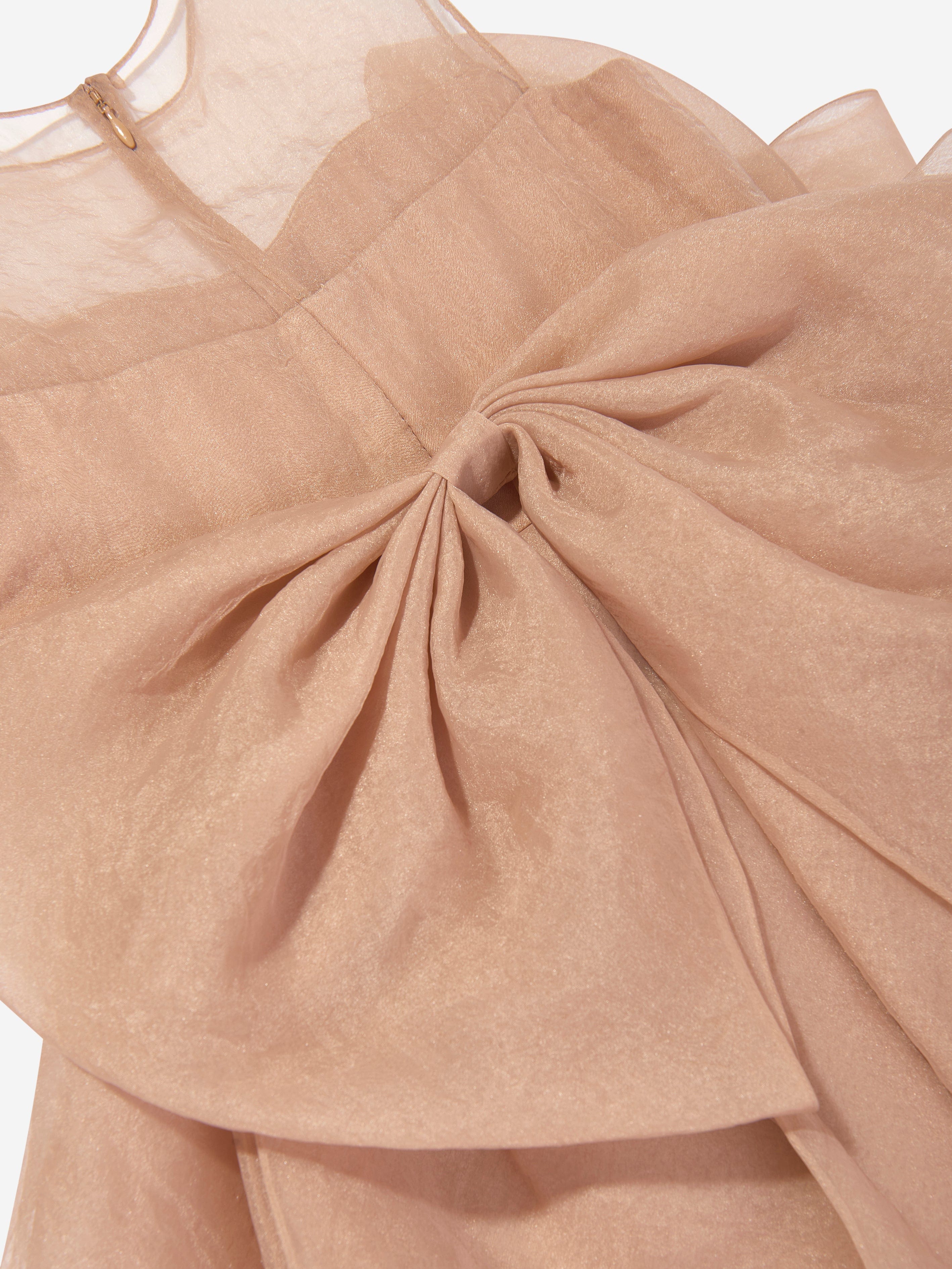 Girls Linette Ruffle Bow Dress in Pink