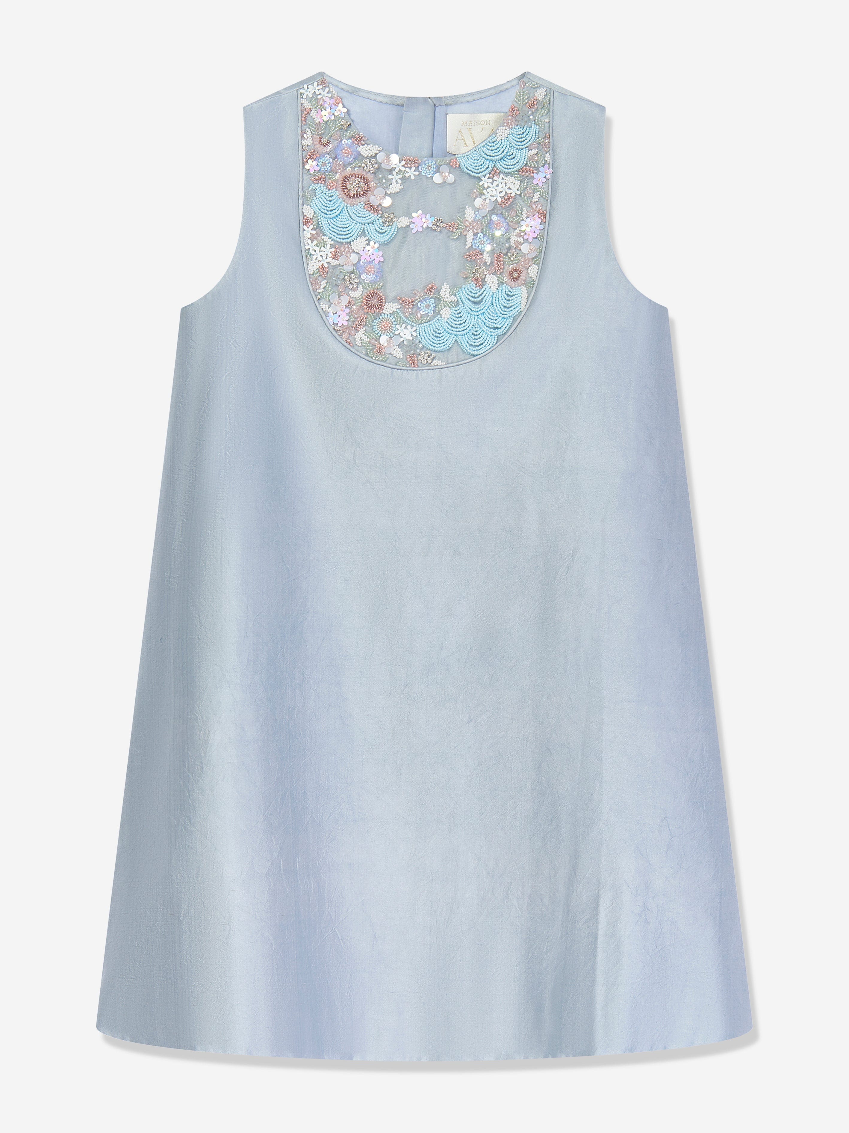 Girls Seraphine Satin Embellished Dress in Blue