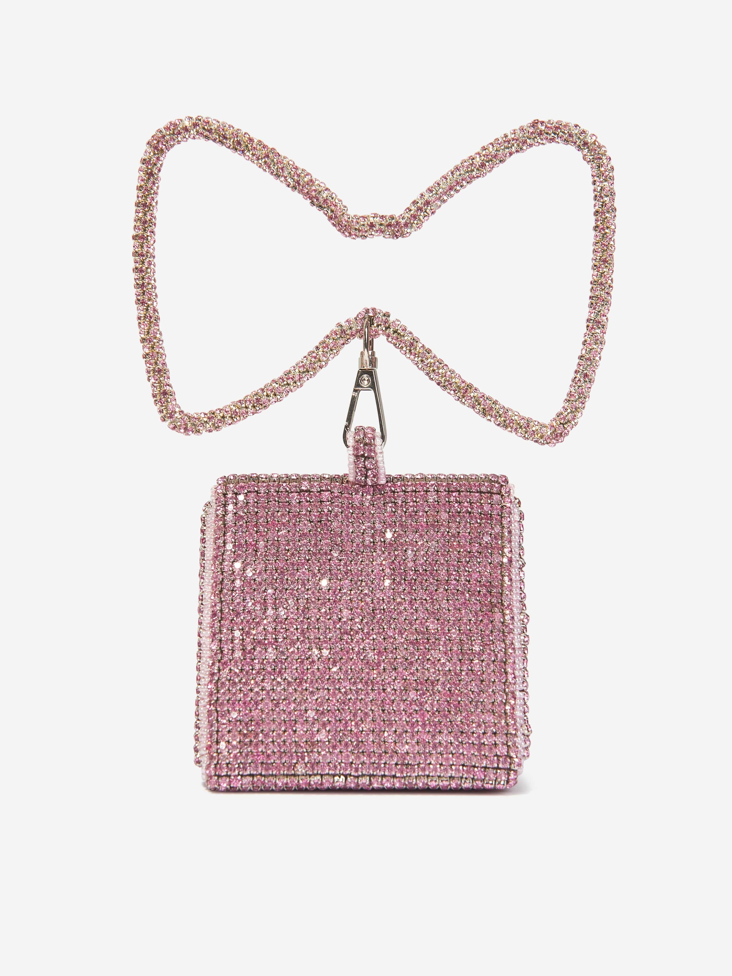 Girls Rhinestone Bow Bag in Pink (12.5cm)