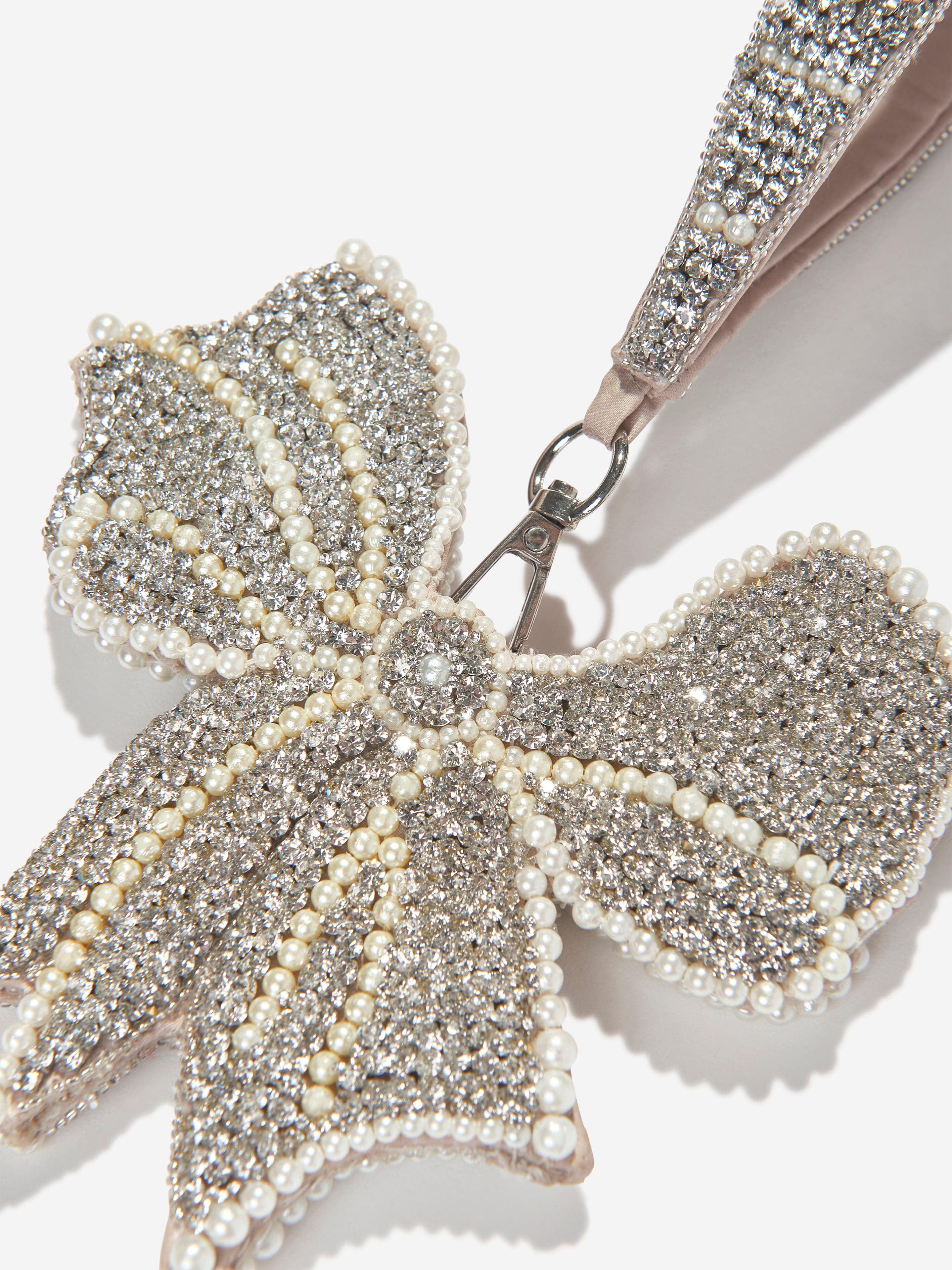 Girls Rhinestone Bow Bag in Silver (12.5cm)