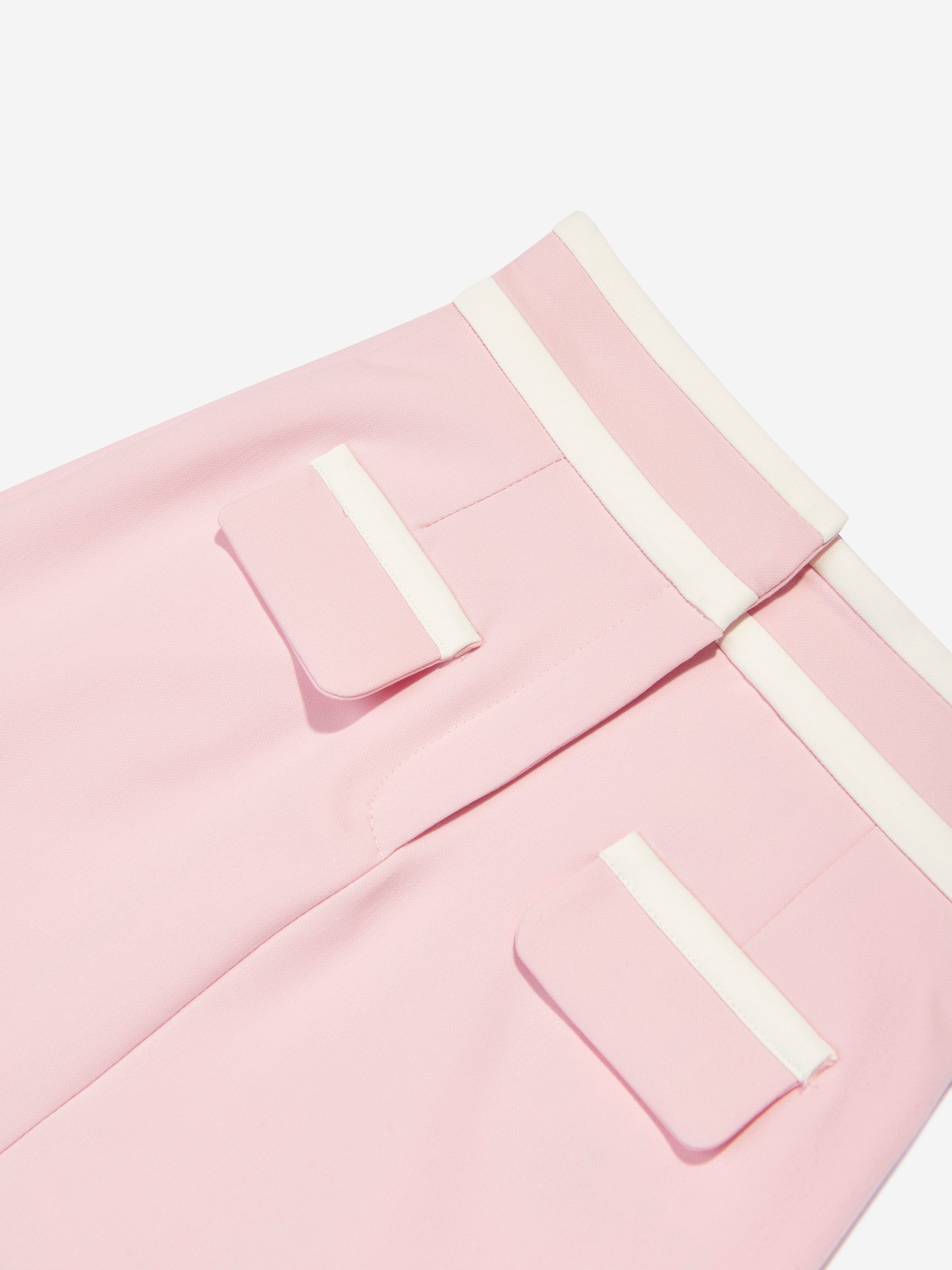 Mama Luma Girls Contrast Stitch Skirt in Pink