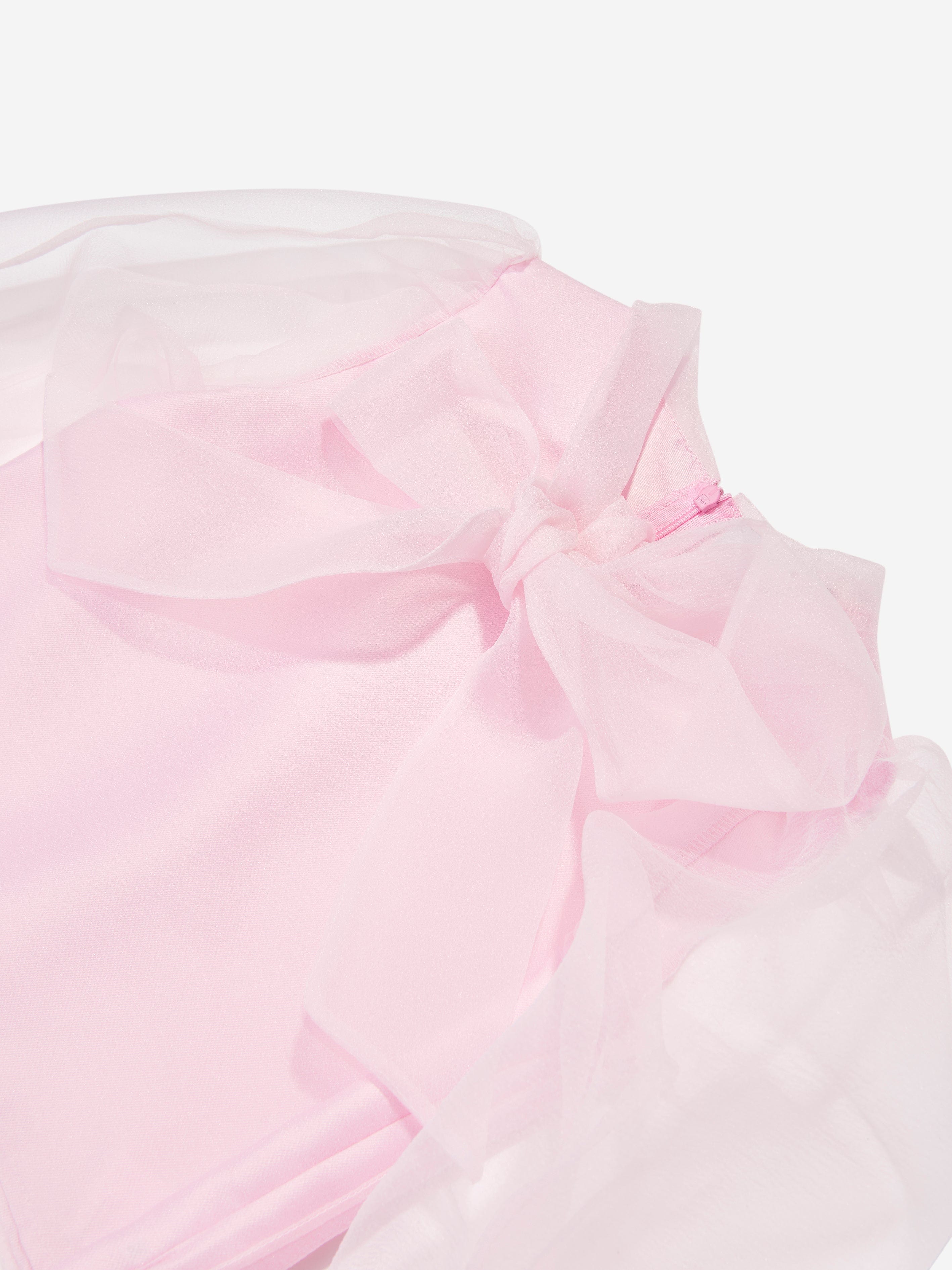 Mama Luma Girls Organza Bow Blouse in Pink