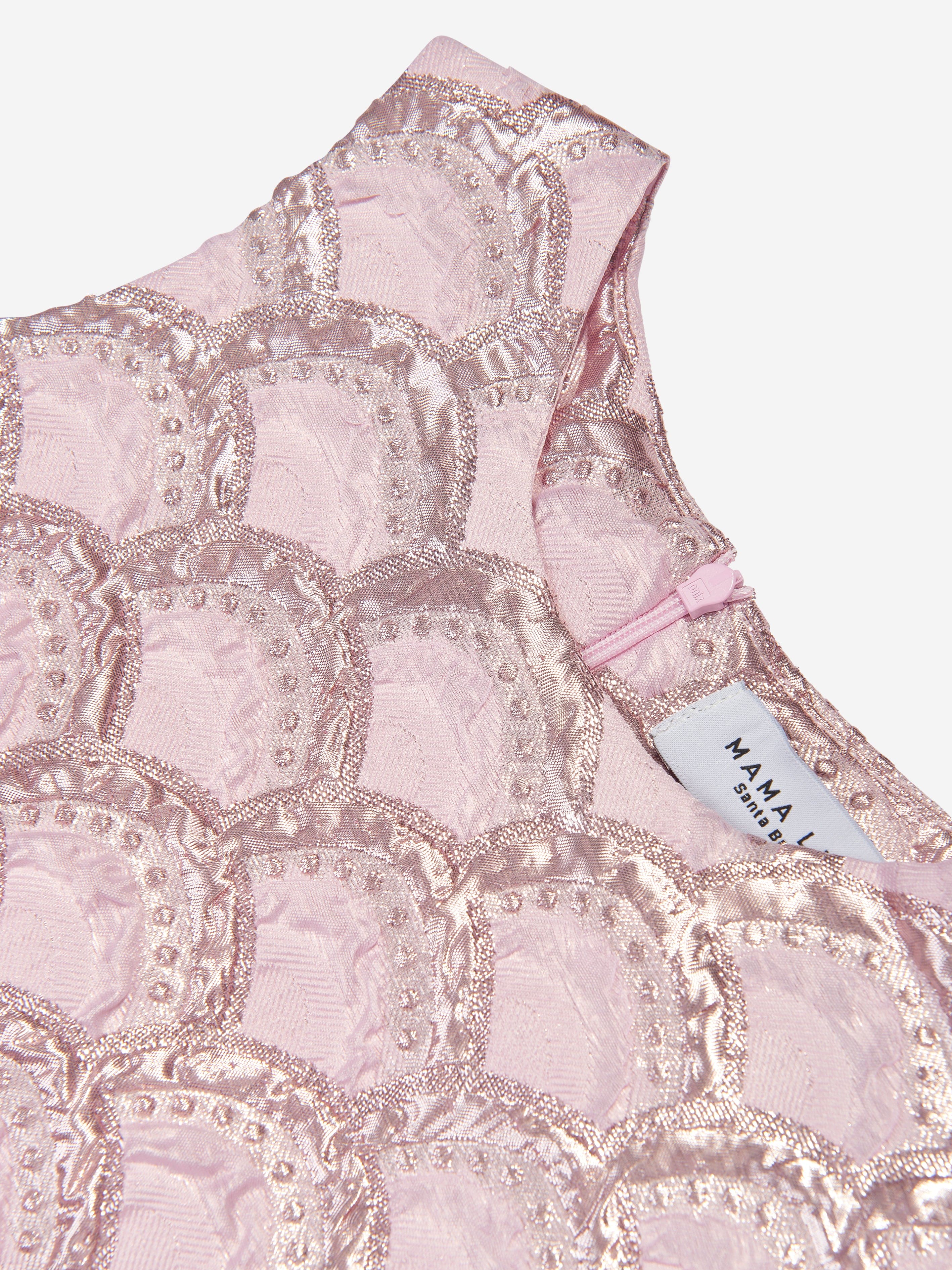Mama Luma Girls Jacquard Half Moon Dress in Pink