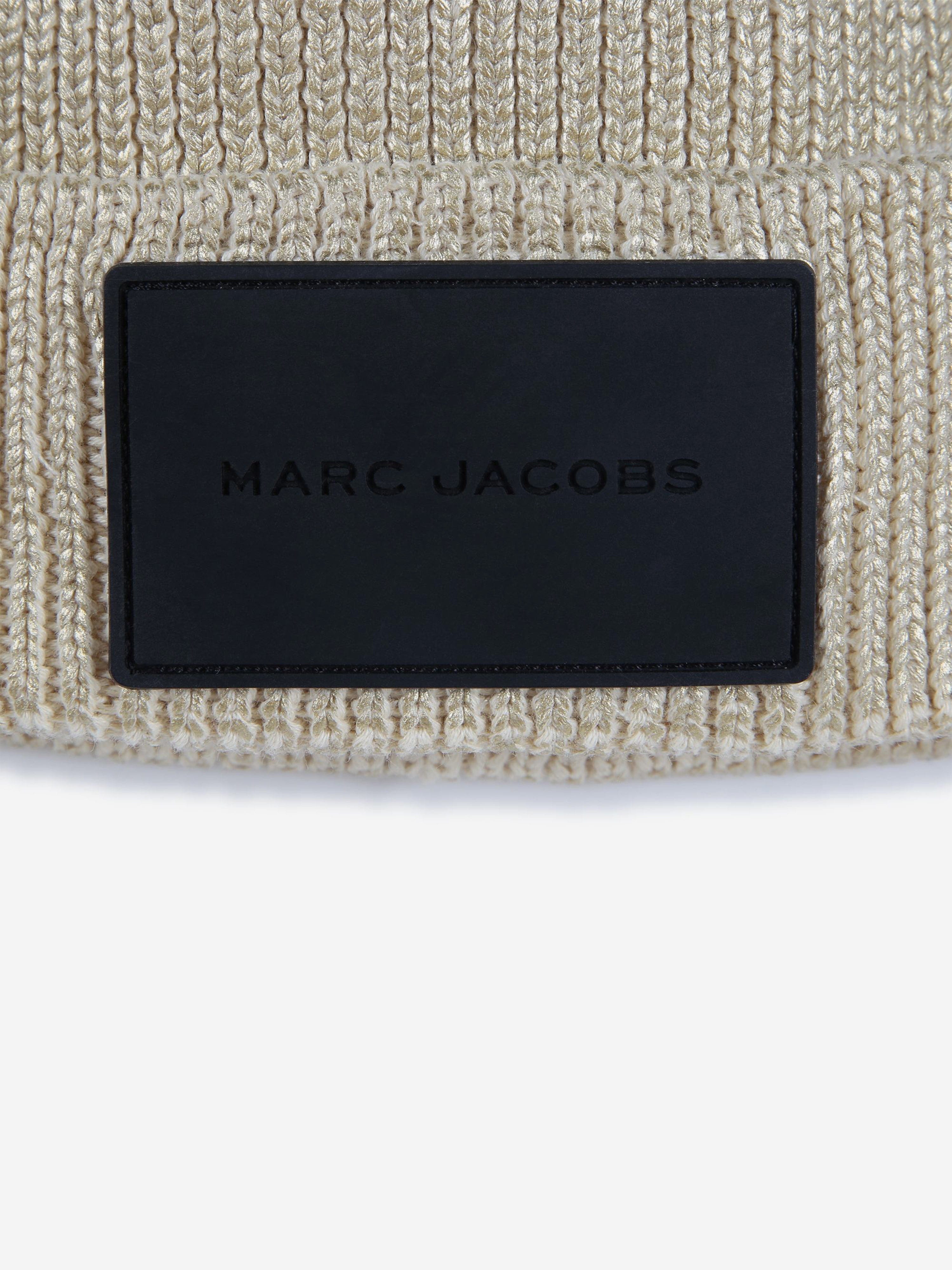 MARC JACOBS Girls Knitted Logo Beanie Hat in Gold