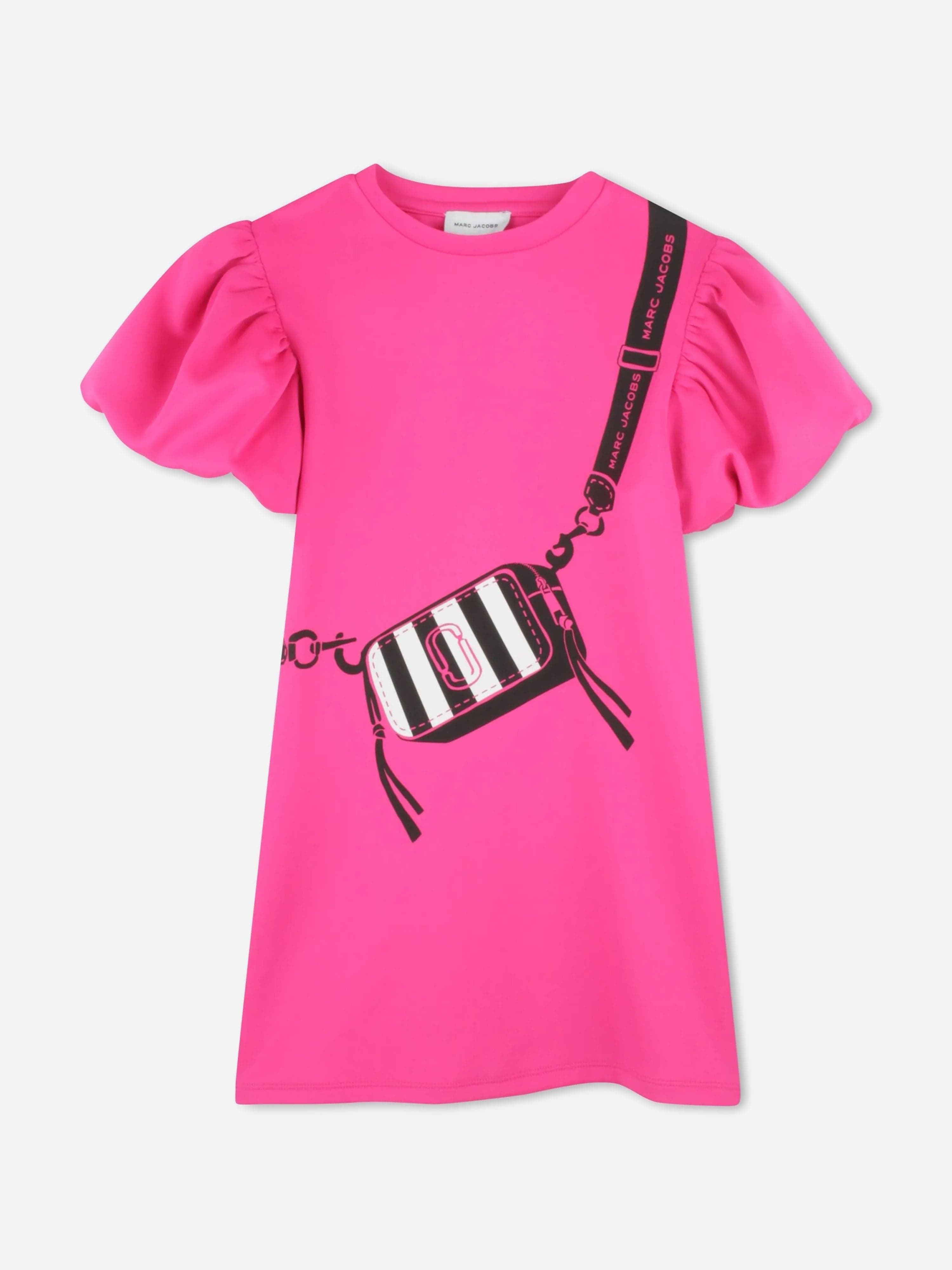 Girls Snapshot Bag Print Dress in Pink