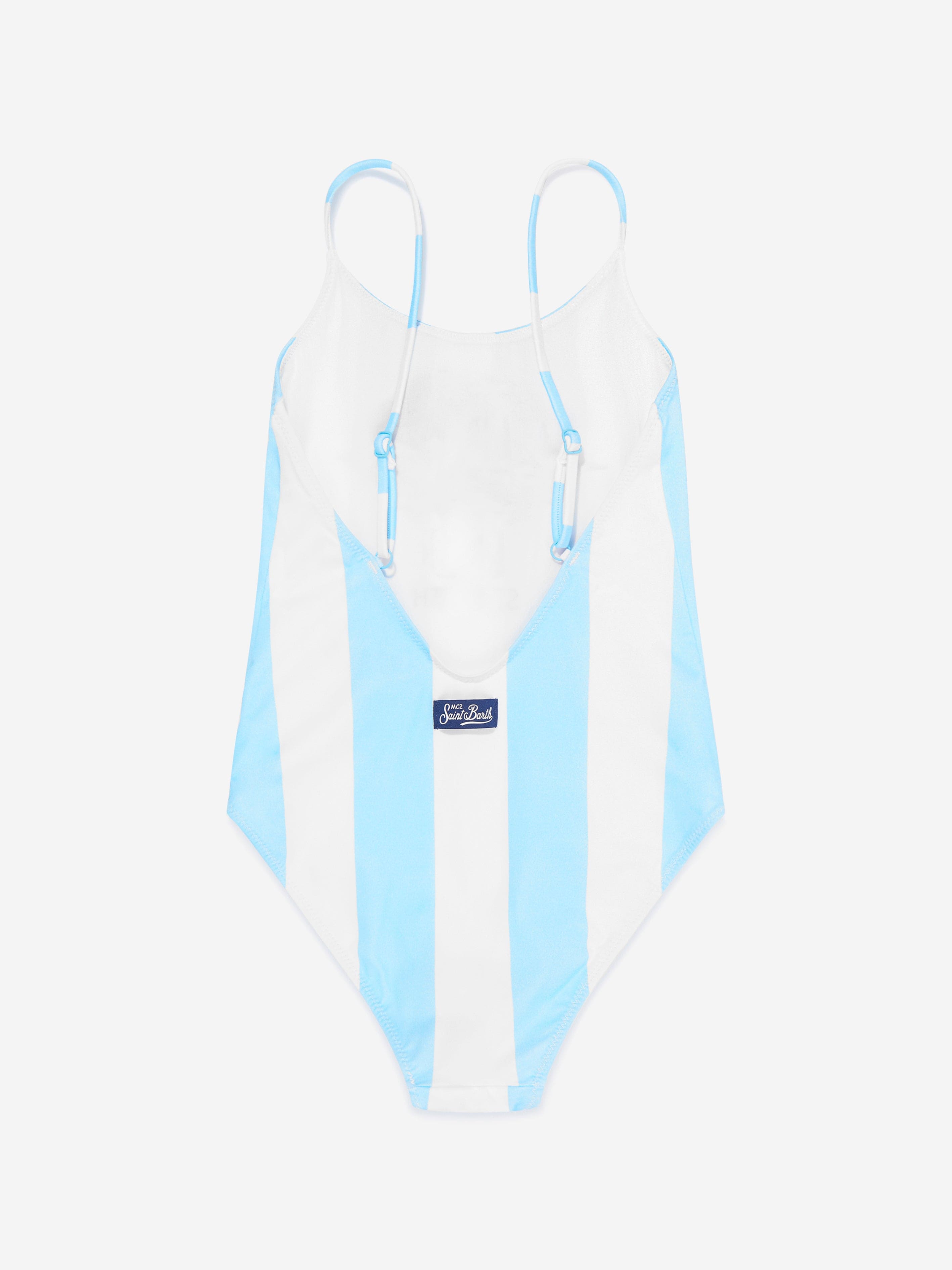 MC2 Saint Barth Girls Fiorucci Angels Striped Swimsuit in Multicolour