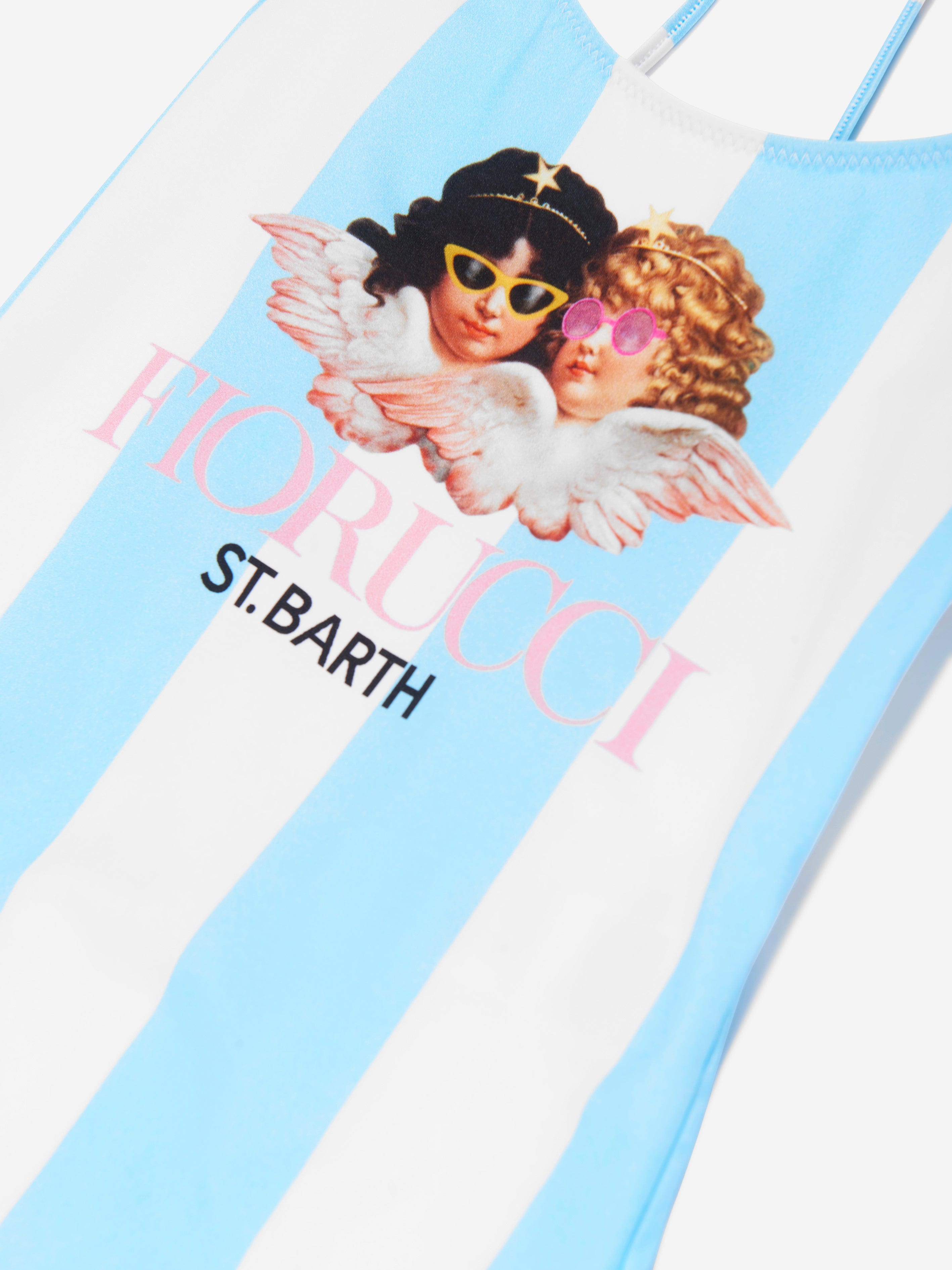 MC2 Saint Barth Girls Fiorucci Angels Striped Swimsuit in Multicolour