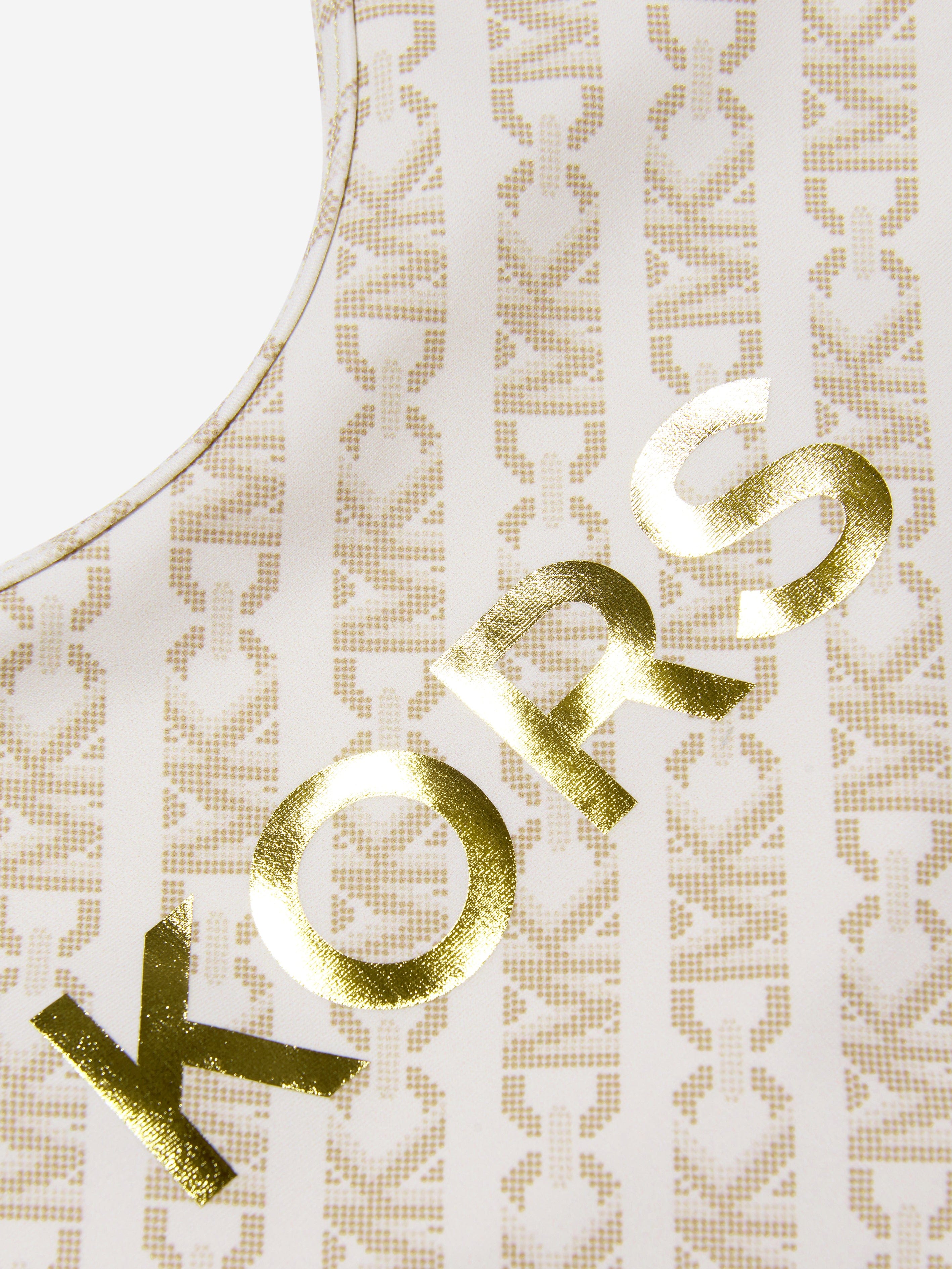 Michael Kors Girls Logo Swimsuit in Ivory