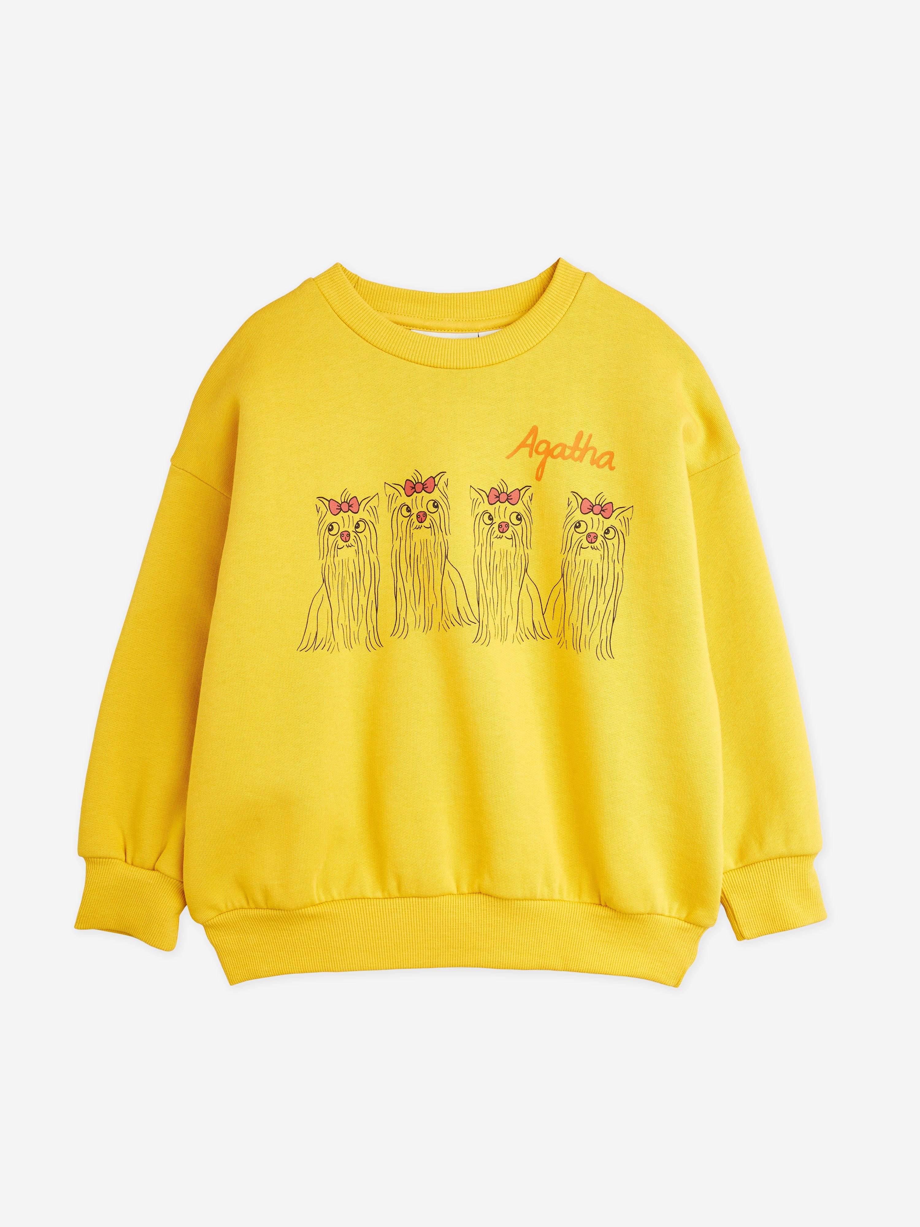 Mini Rodini Kids Agaha Dogs Swetshirt in Yellow