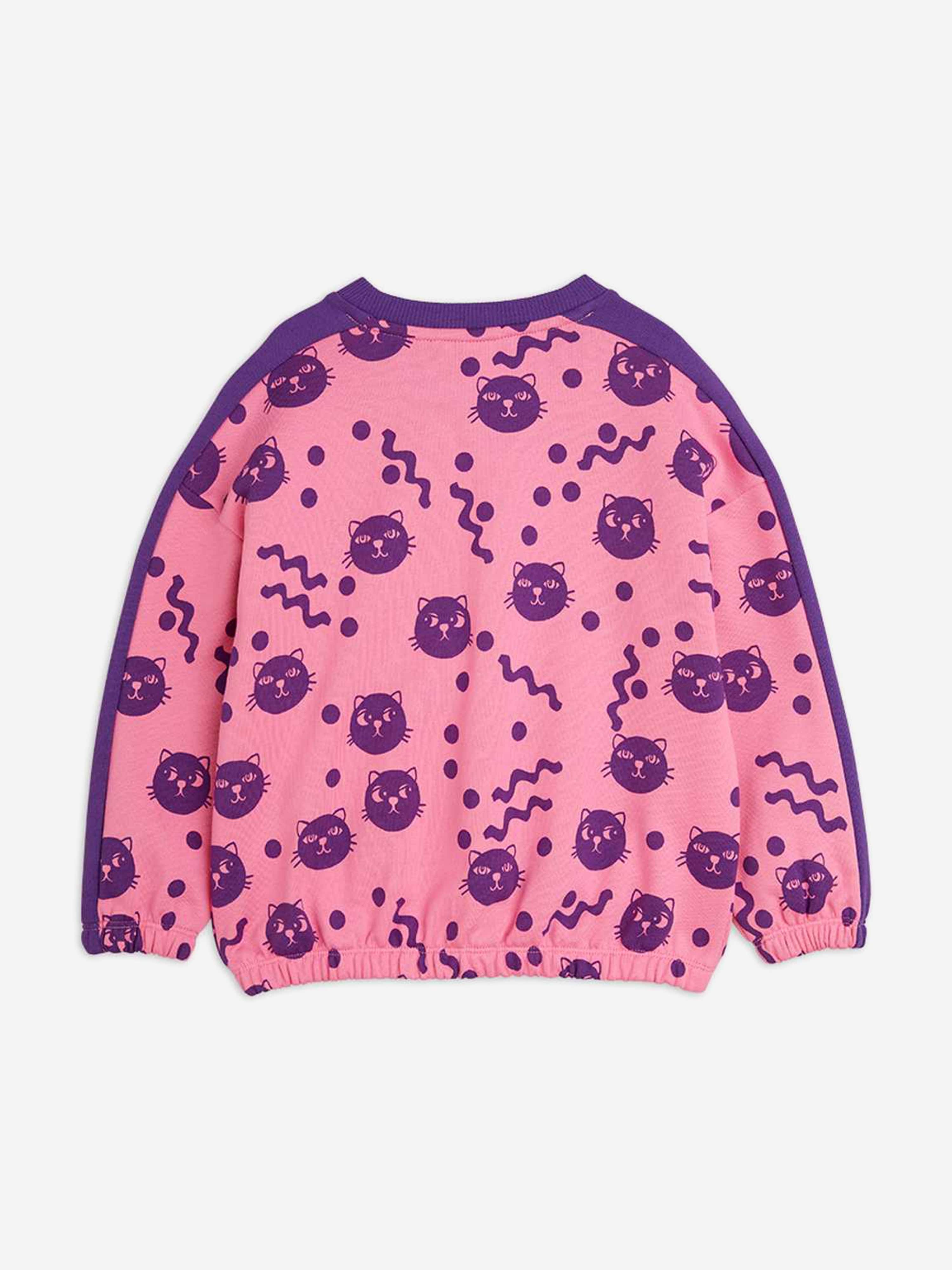 Girls Squiggly Cats AOP Sweatshirt in Pink