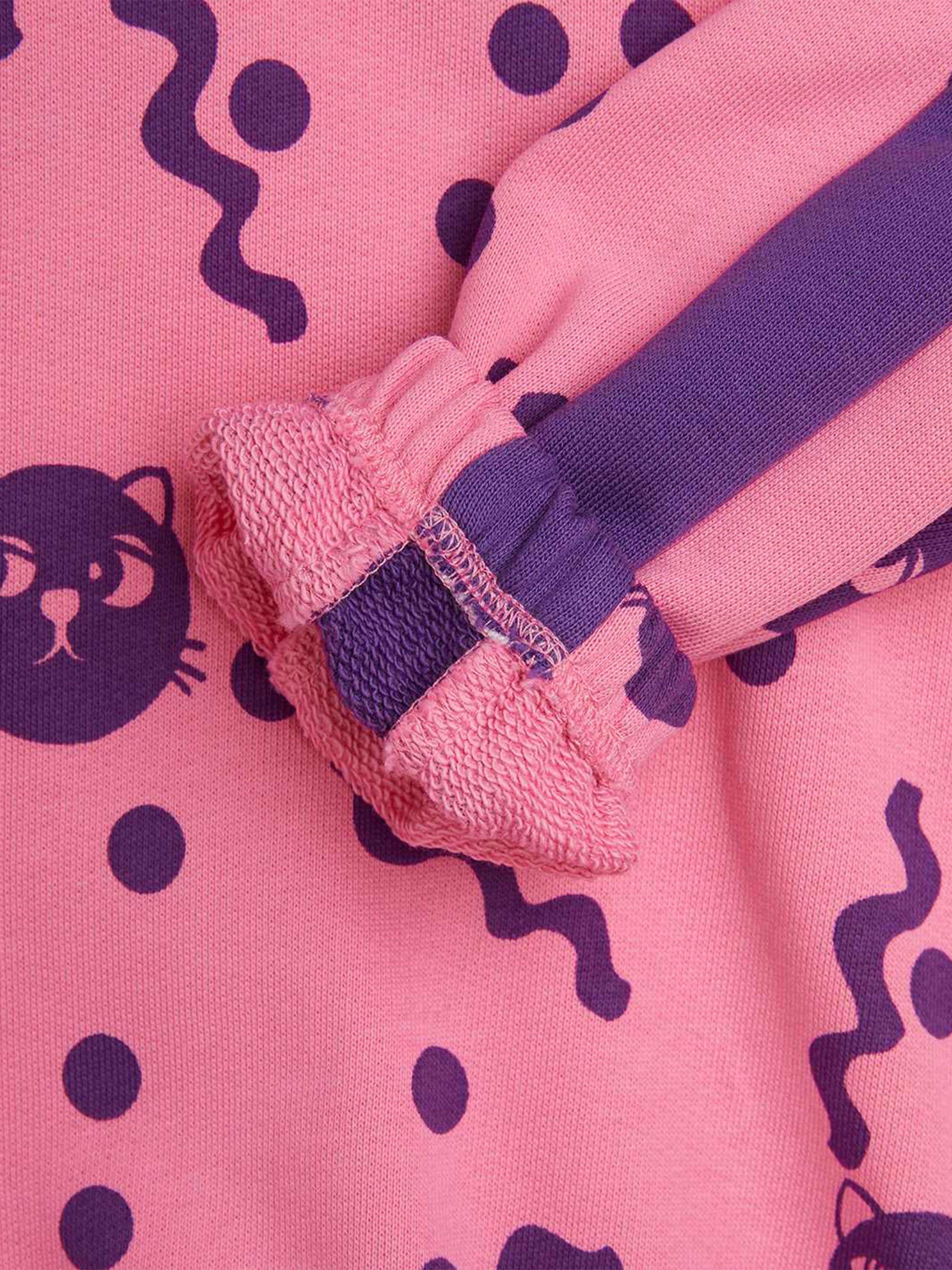 Girls Squiggly Cats AOP Sweatshirt in Pink