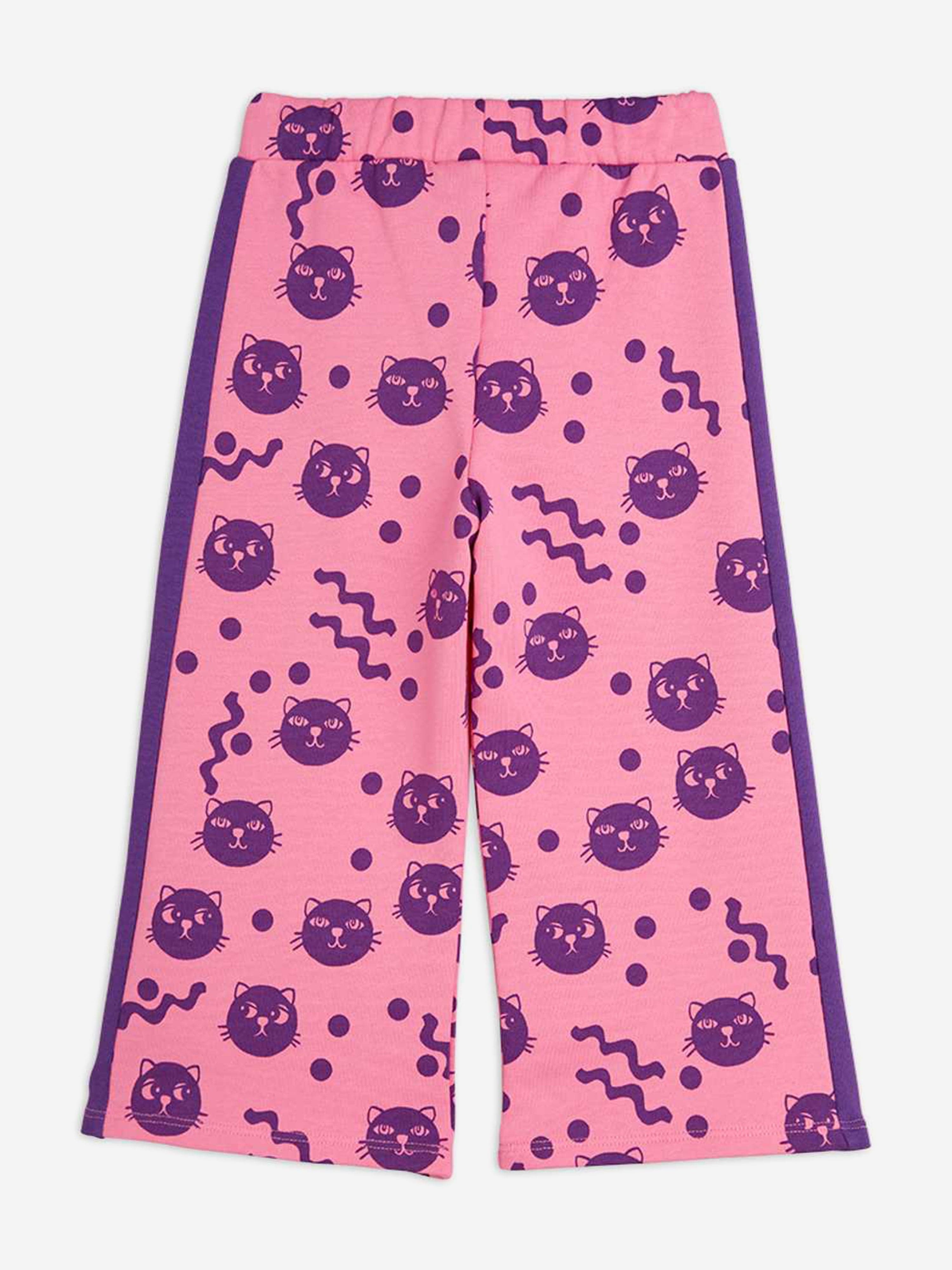 Girls Squiggly Cats AOP joggers in Pink
