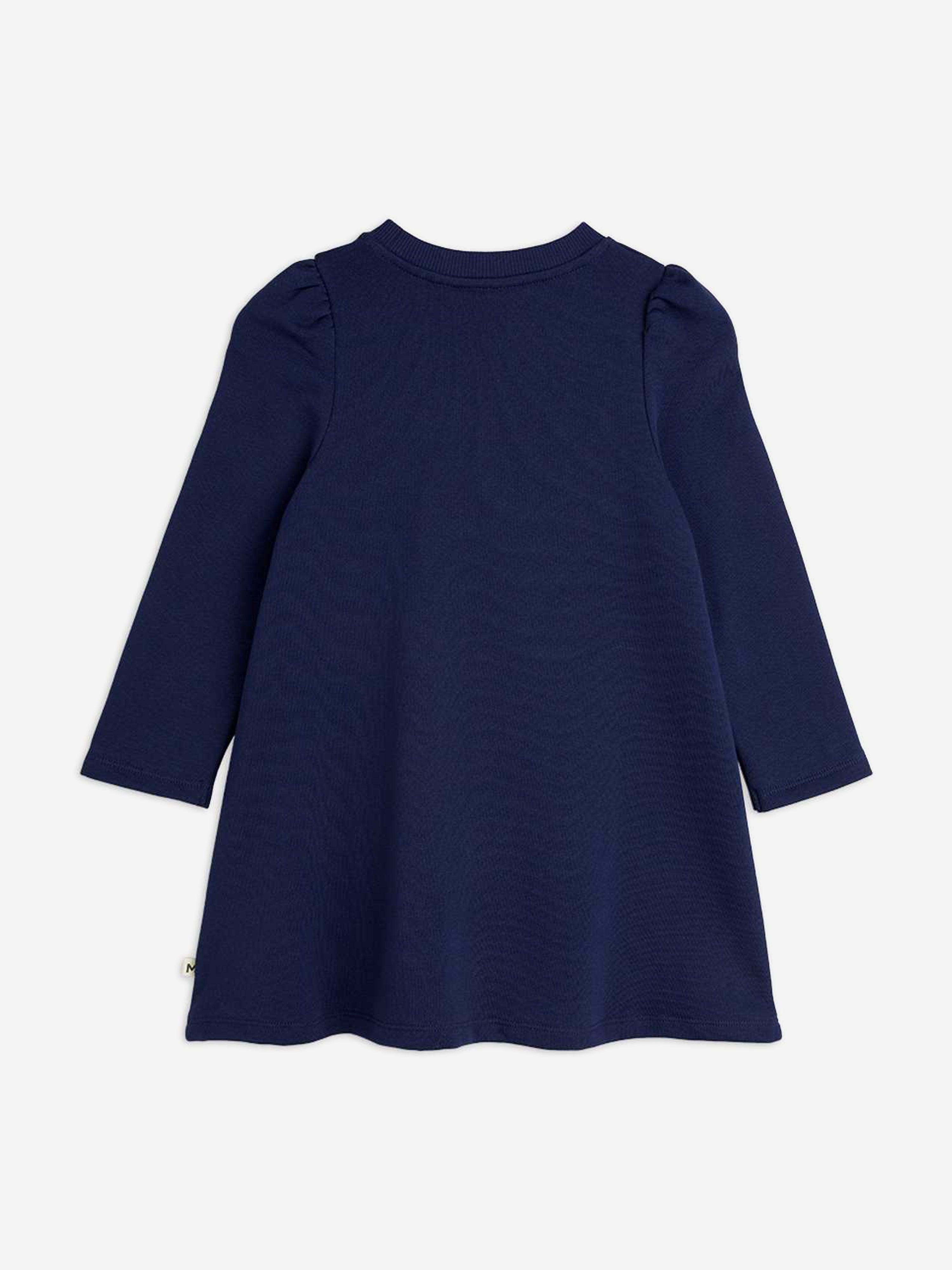 Girls Bow Application Sweater Dress in Navy