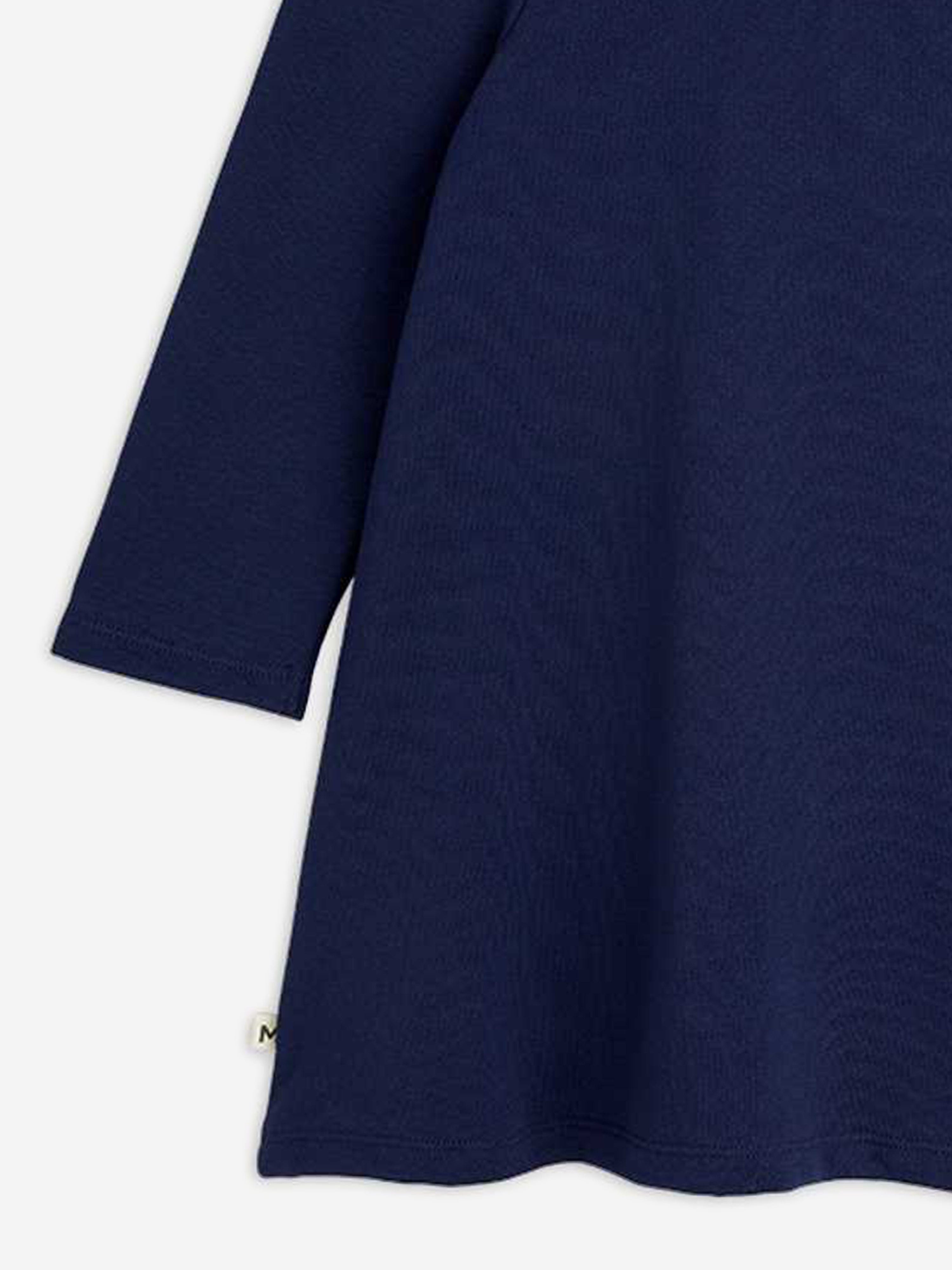 Girls Bow Application Sweater Dress in Navy