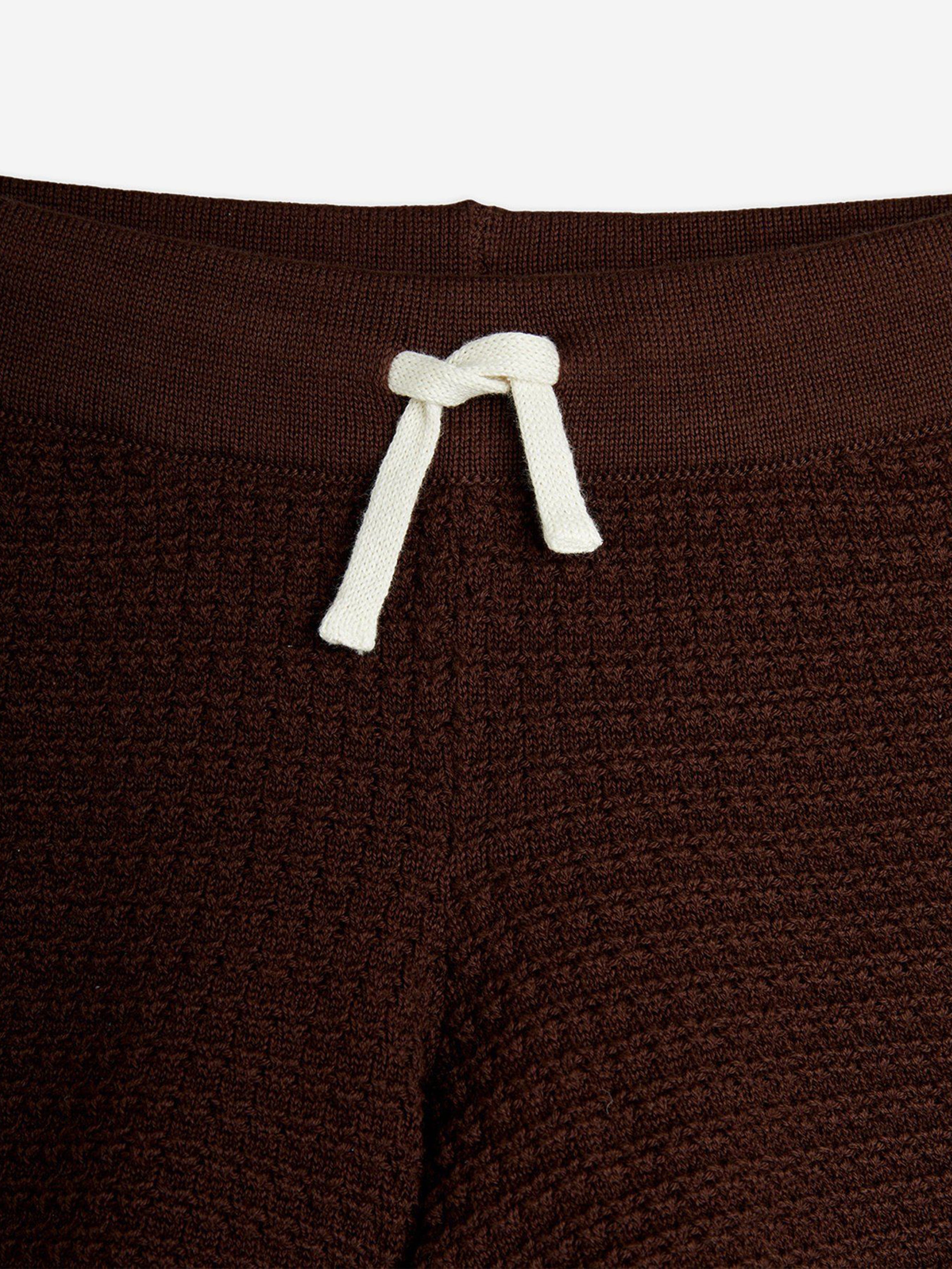 Kids Lizard Patch Crochet Knit Shorts in Brown