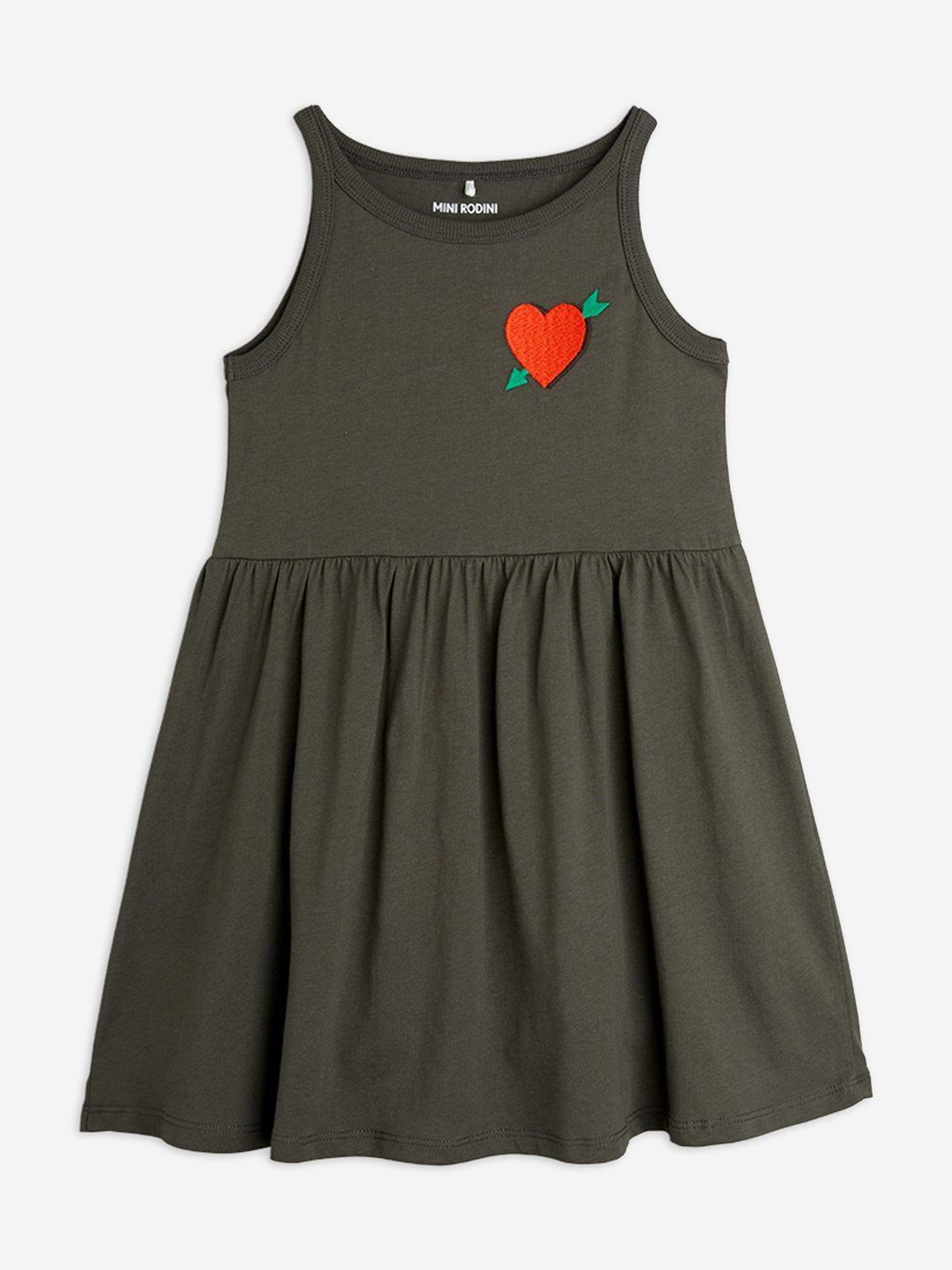 Girls Arrowed Heart Tank Dress in Black