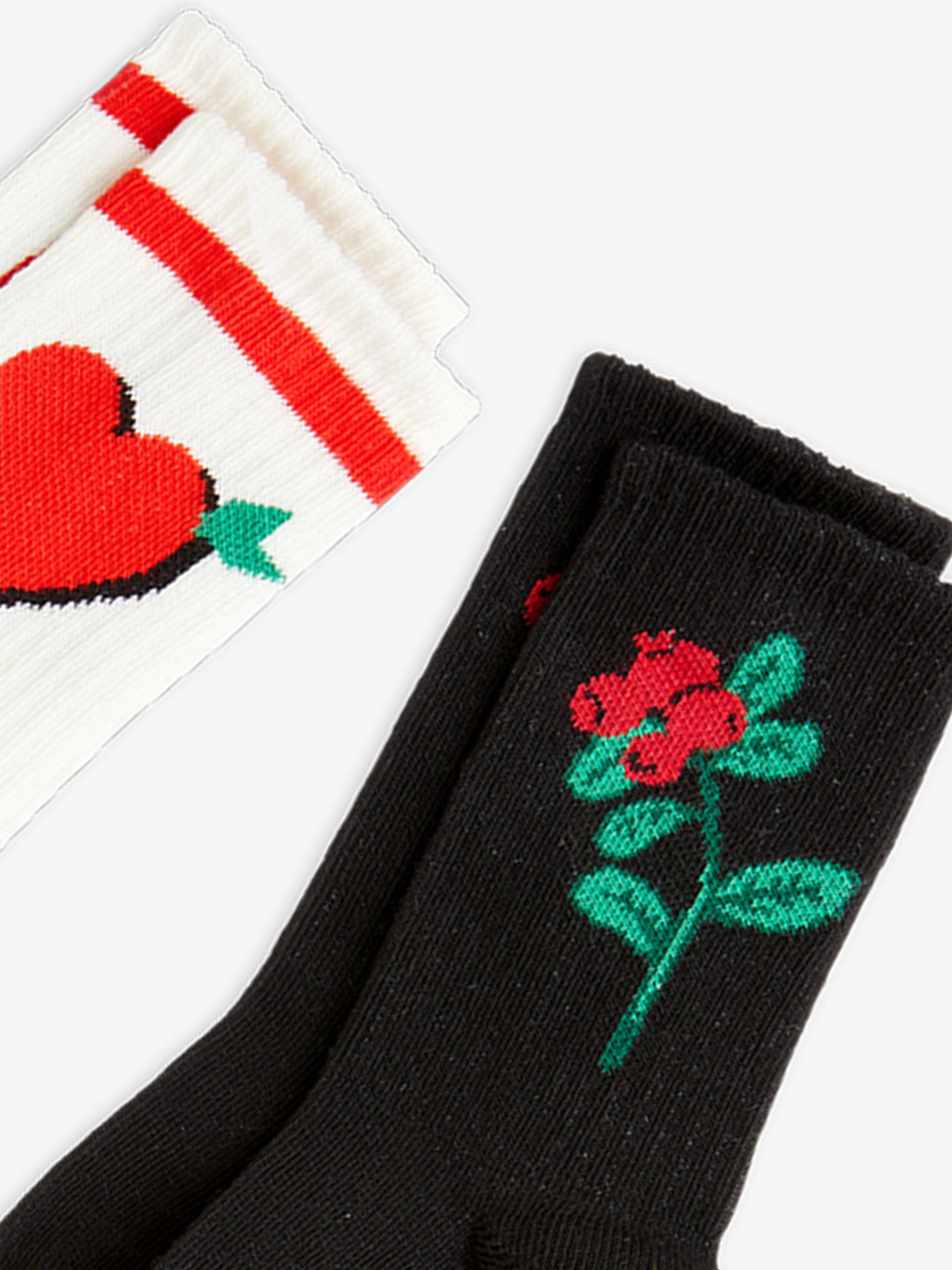 Girls Arrowed Heart 2 Pack Socks in Multicolour