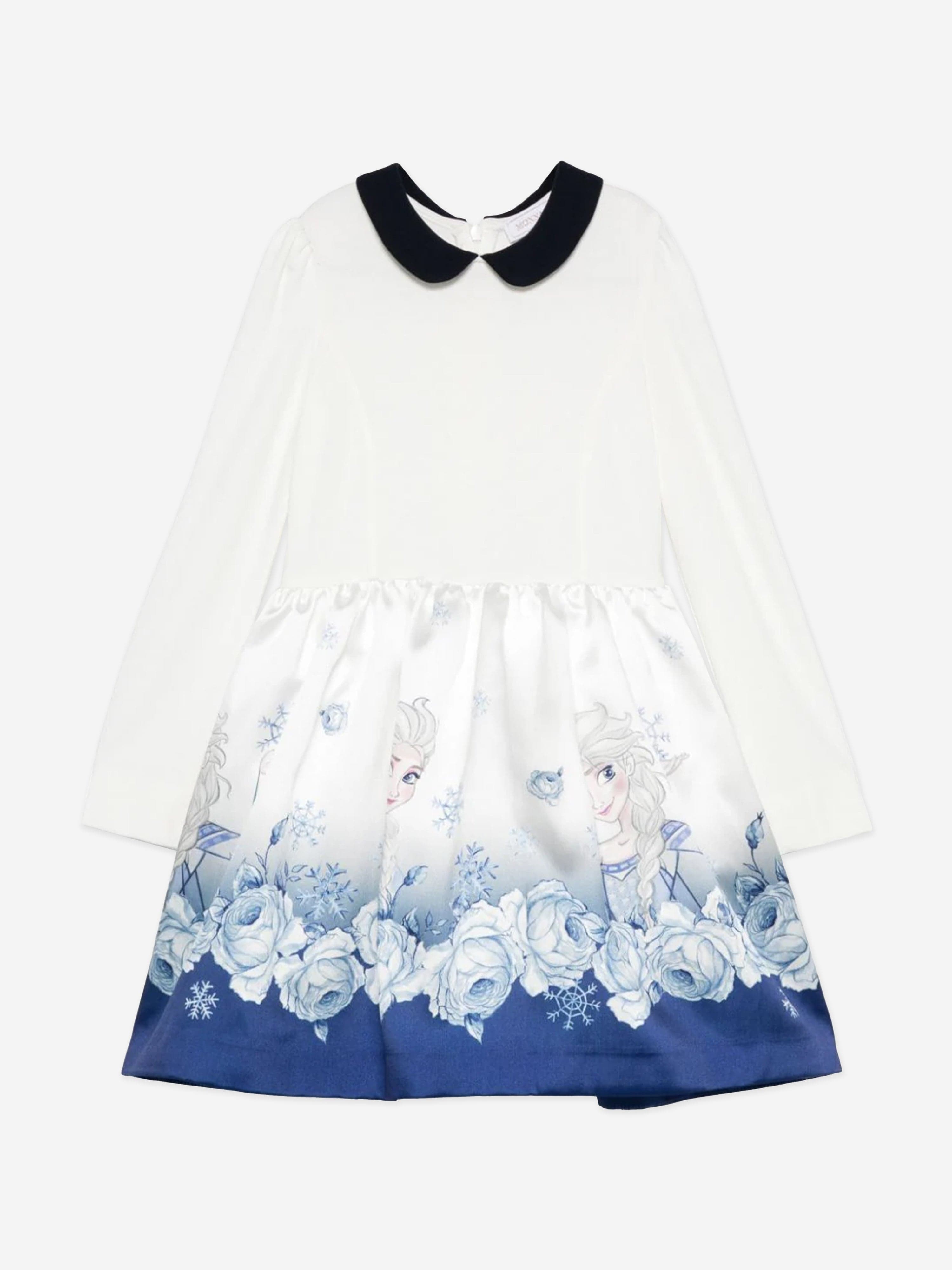 Monnalisa Girls Elsa Roses Dress in White