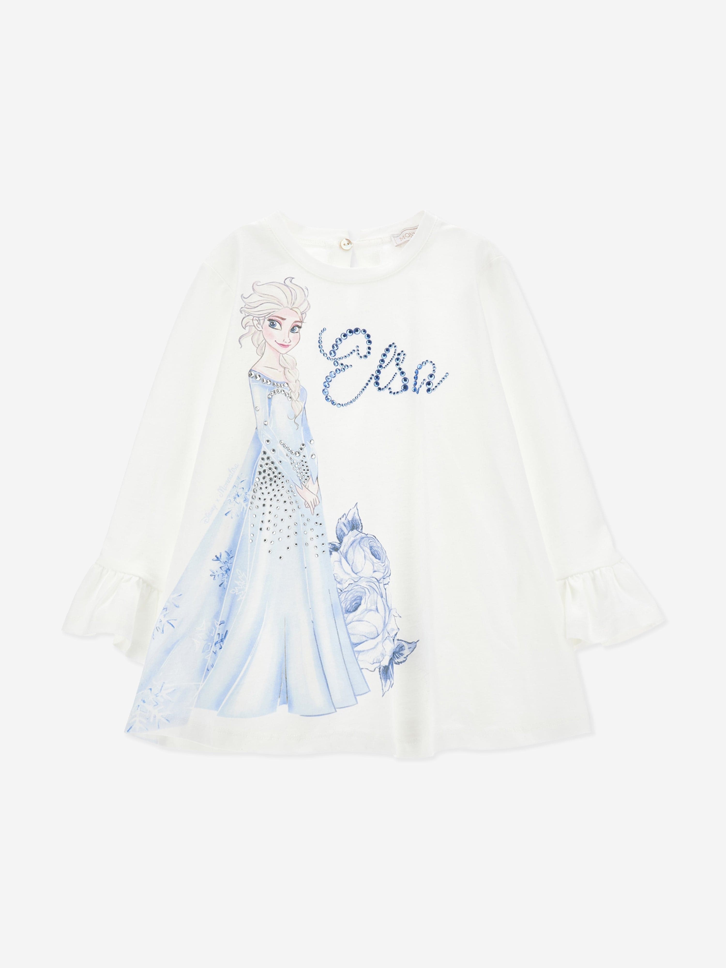 Monnalisa Girls Elsa Maxi T-Shirt in White