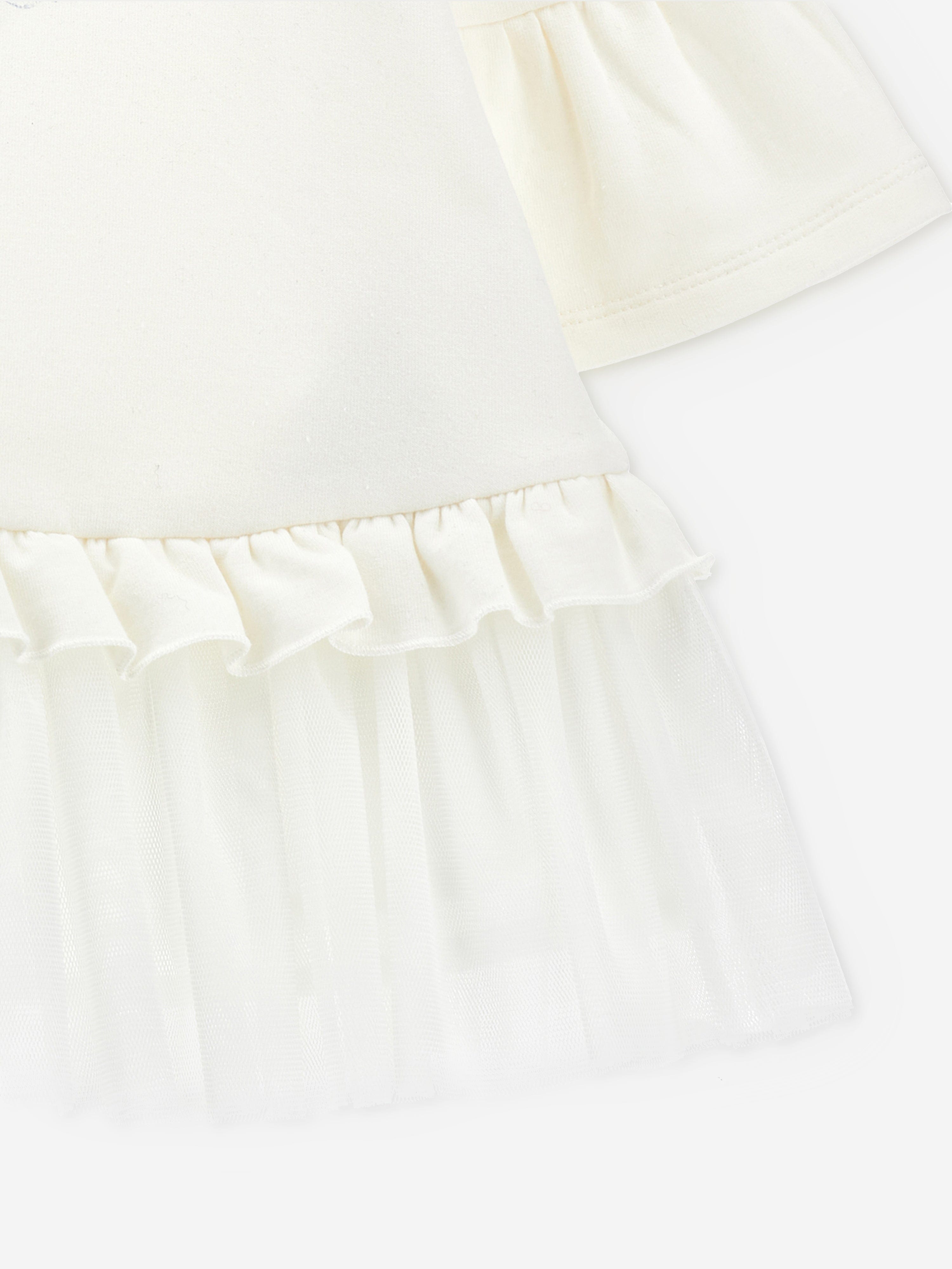 Monnalisa Girls Elsa Jersey Dress In Ivory
