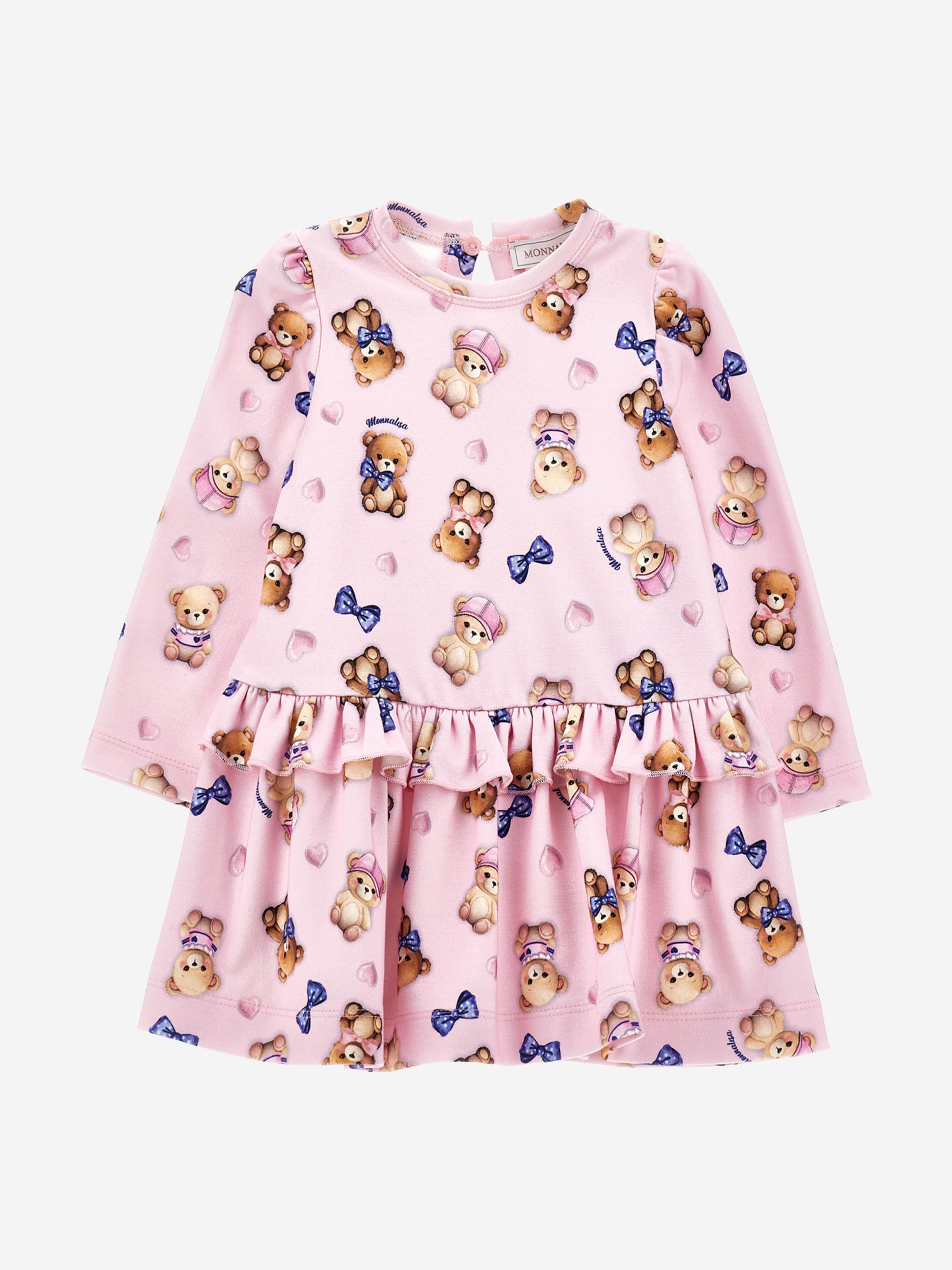 Monnalisa Baby Girls Bear Milano Dress in Pink