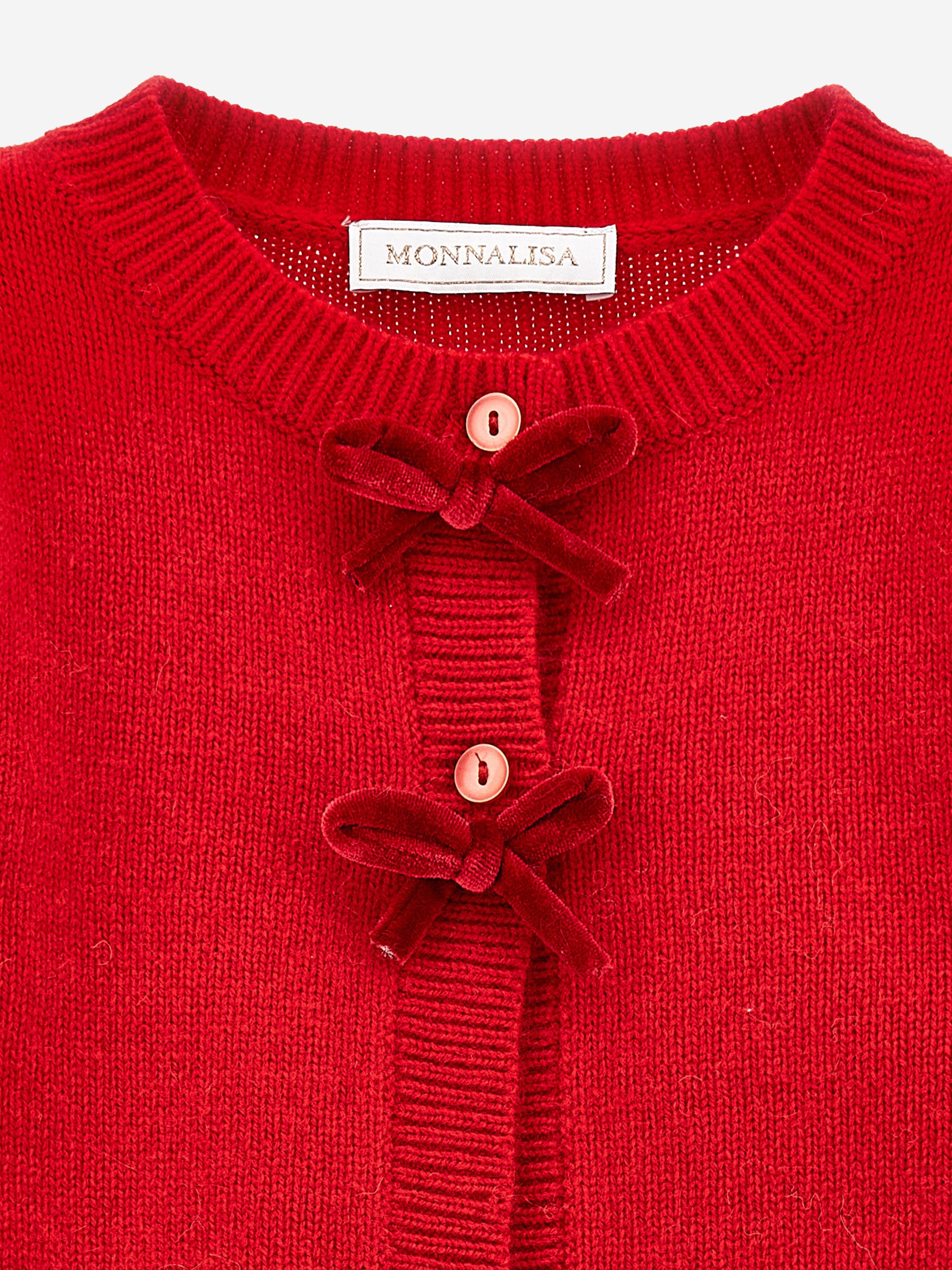 Monnalisa Baby Girls Wool Knitted Cardigan in Red