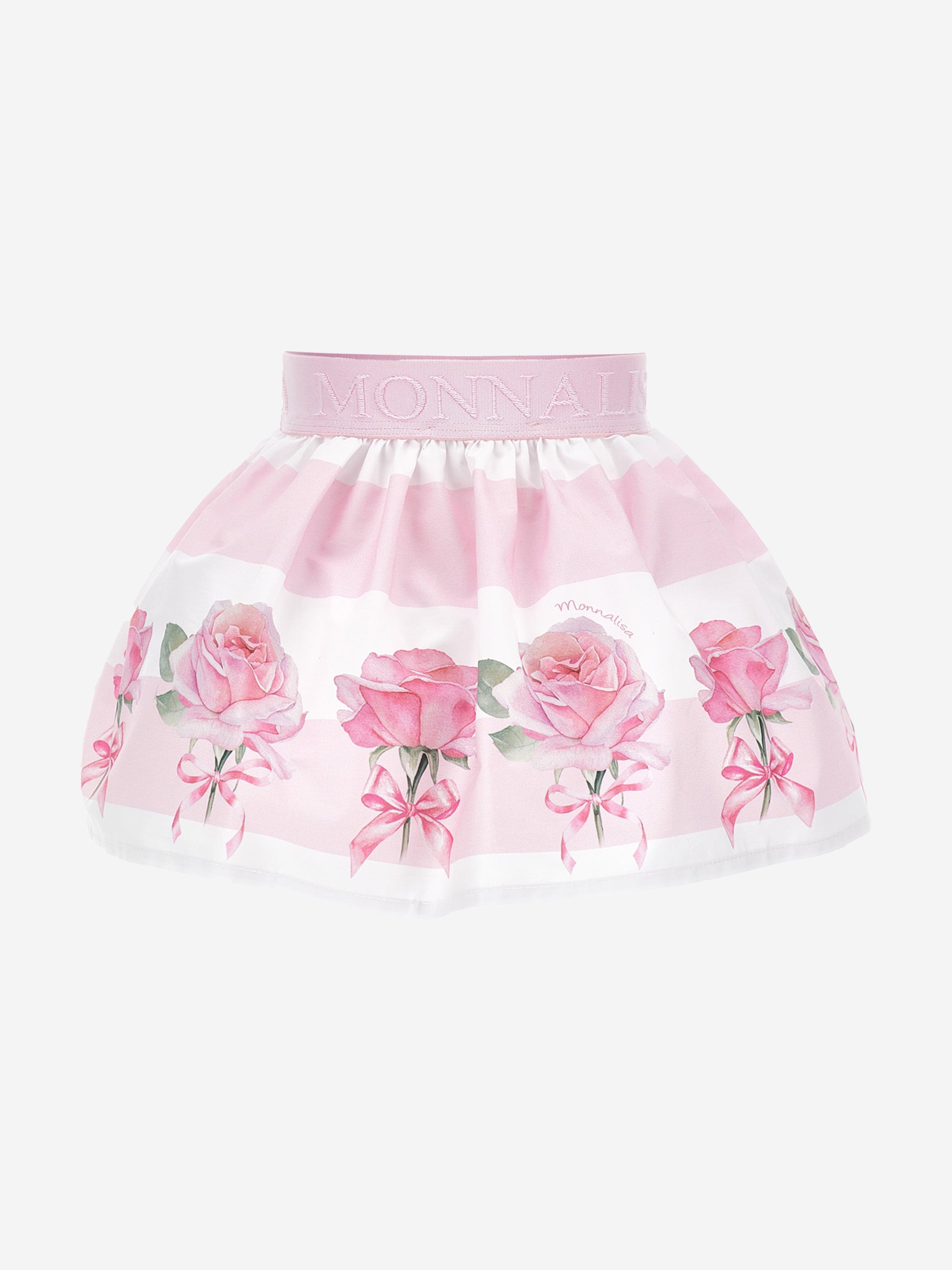 Baby Girls Striped Rose Skirt in Pink