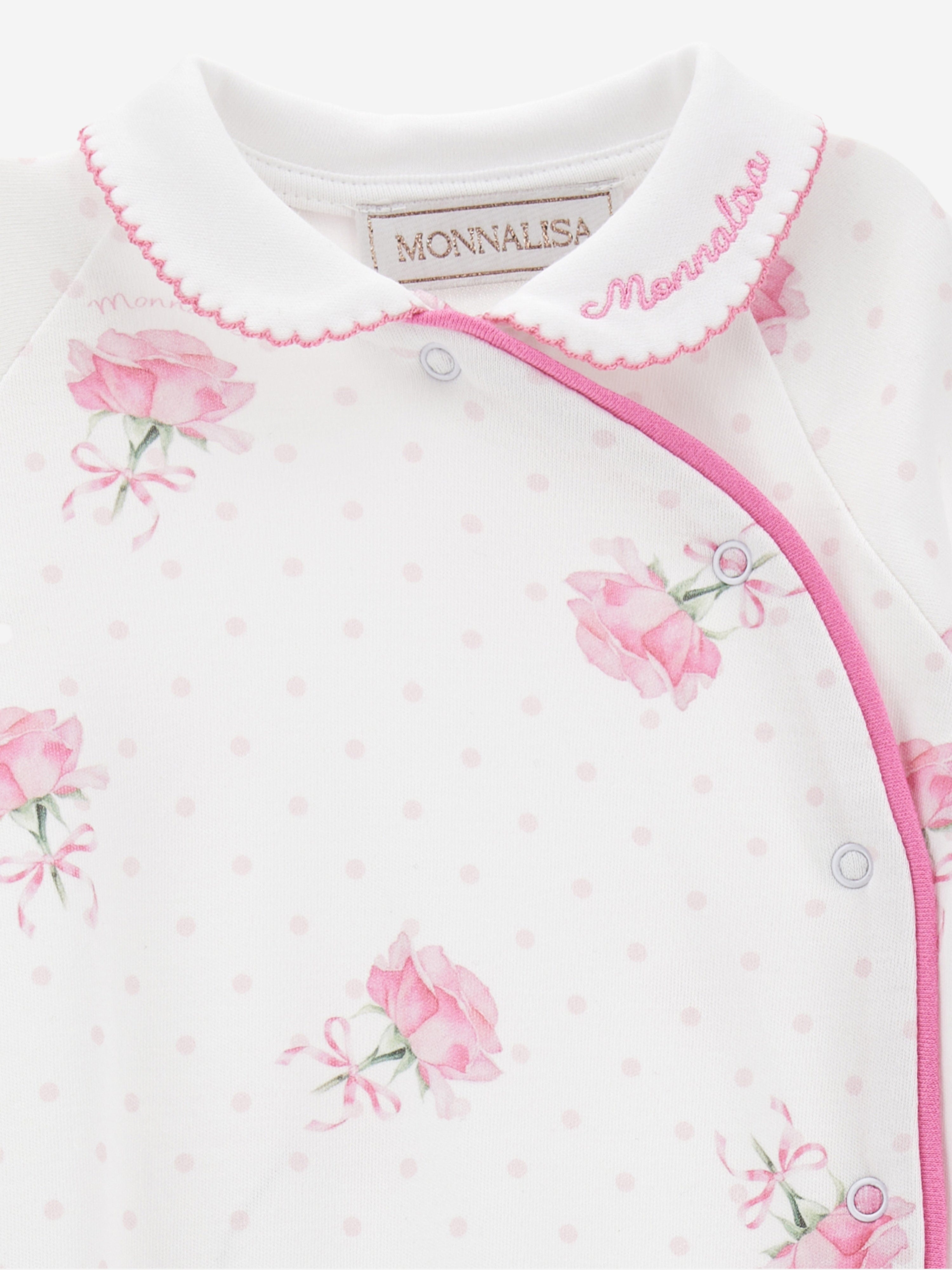 Baby Girls Rose Print Babygrow in White