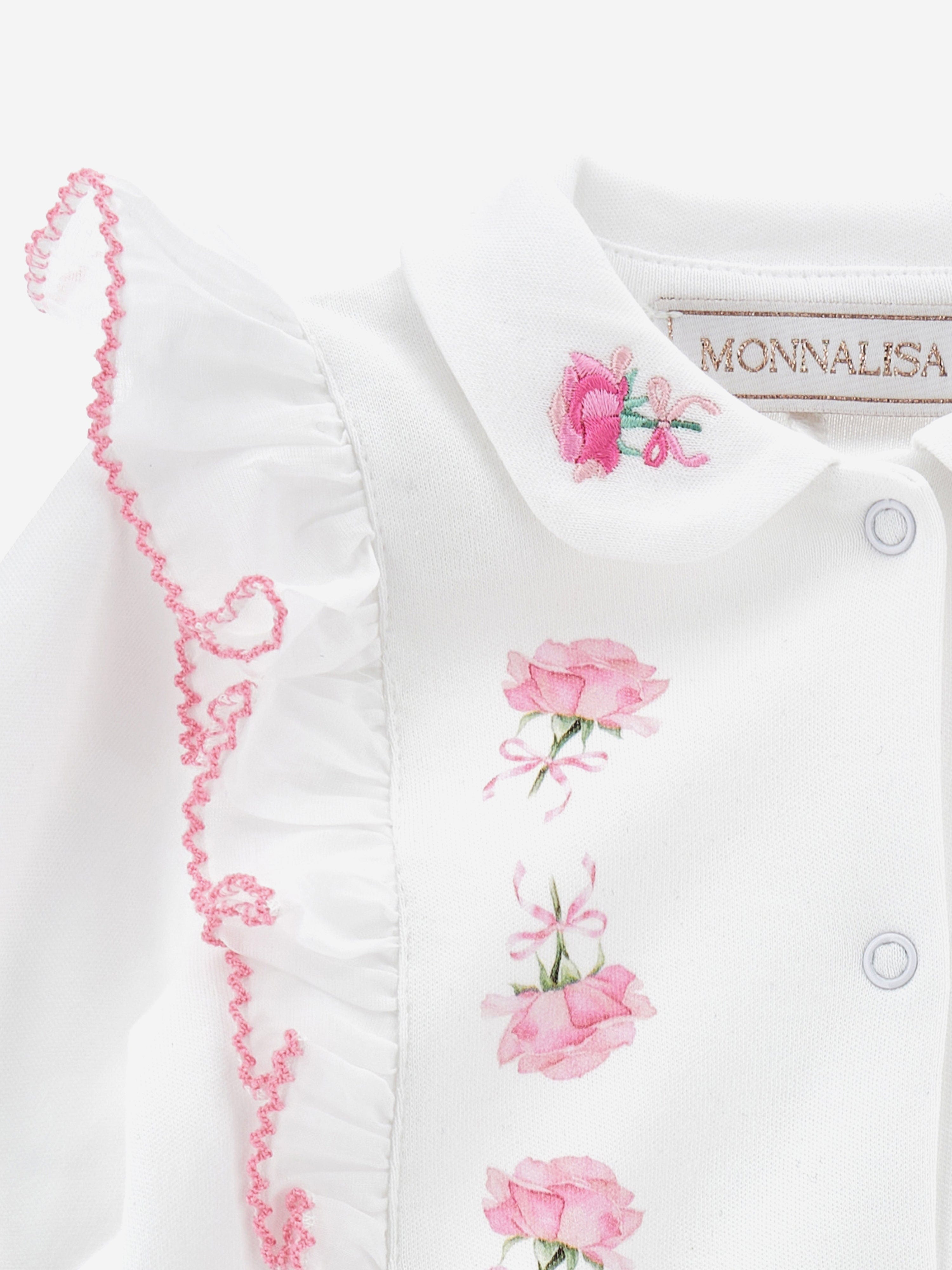 Baby Girls Rose Babygrow in White