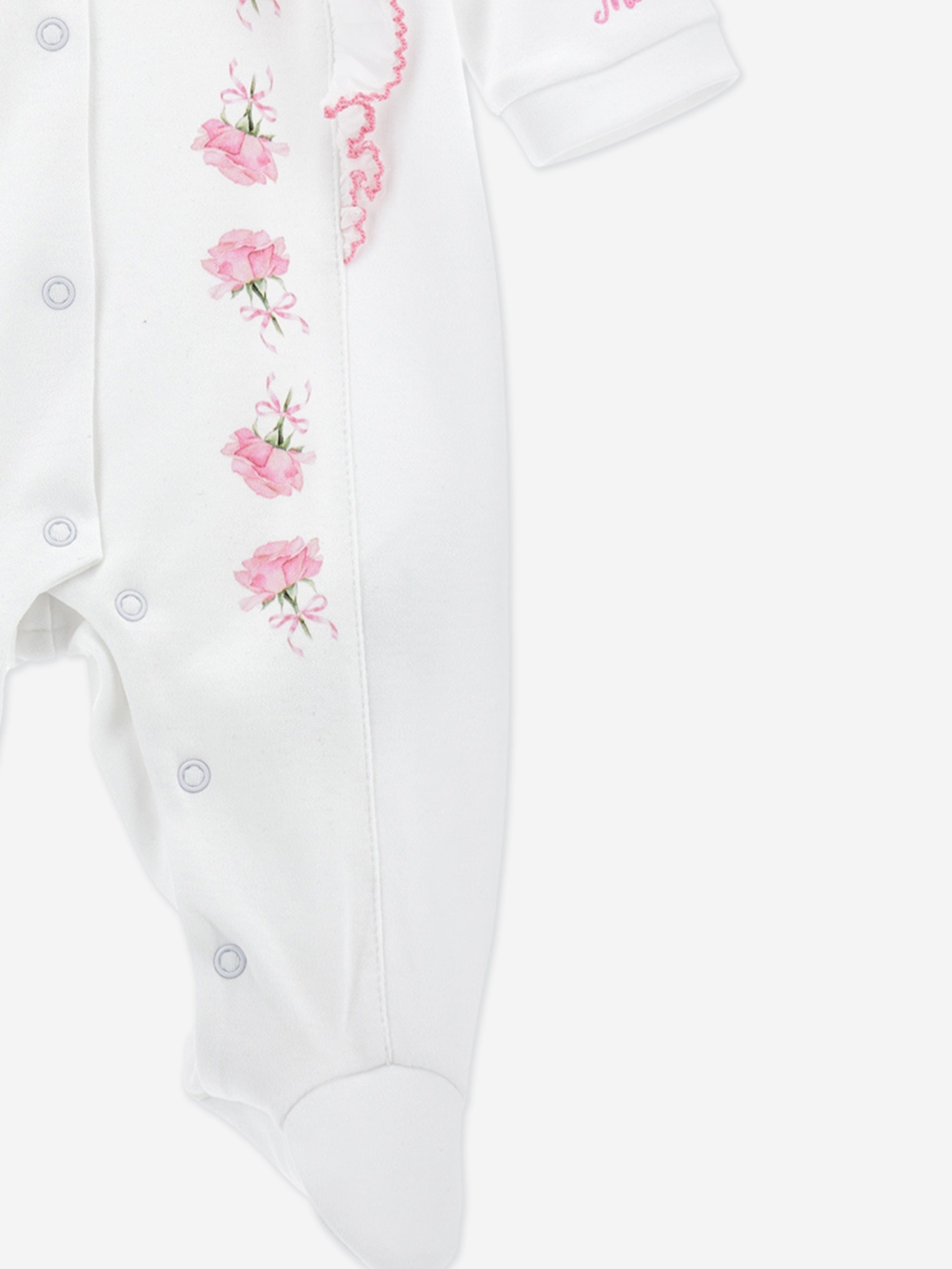 Baby Girls Rose Babygrow in White